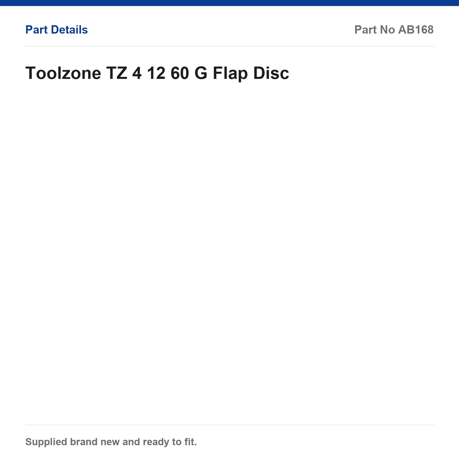 Toolzone TZ 4-1/2" 60 Grit Flap Disc Abrasive AB168 - Image 3
