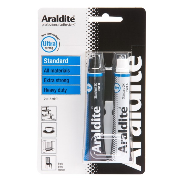 Araldite Standard Epoxy Adhesive Glue 2x15ml Tubes Strong Permanent Bond Repair