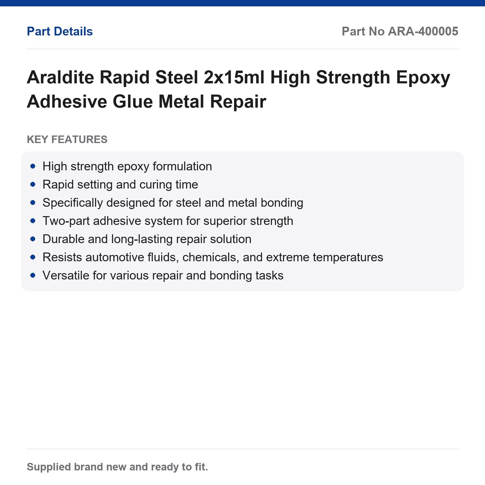 Araldite Rapid Steel 2x15ml High Strength Epoxy Adhesive Glue Metal Repair - Image 2