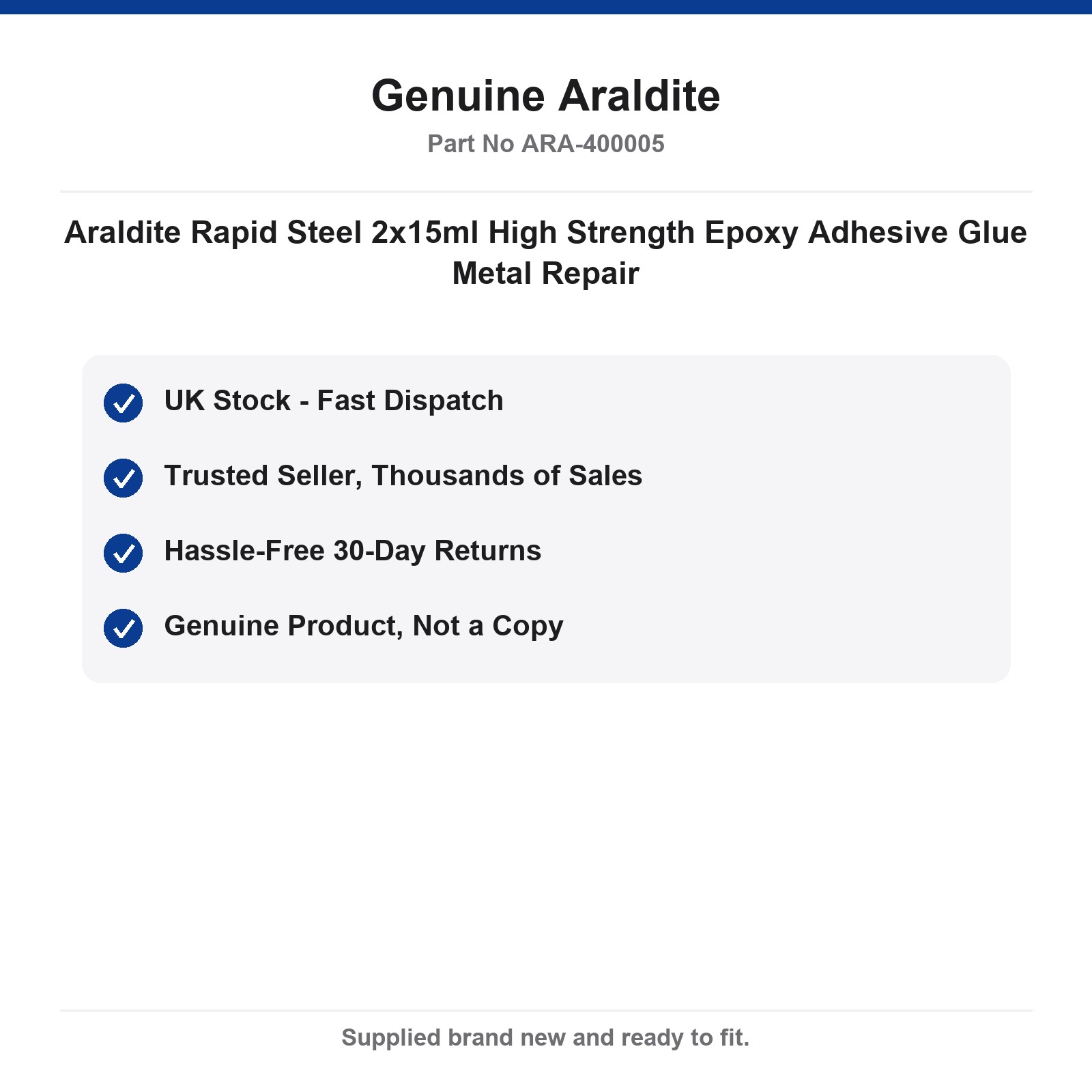 Araldite Rapid Steel 2x15ml High Strength Epoxy Adhesive Glue Metal Repair - Image 4