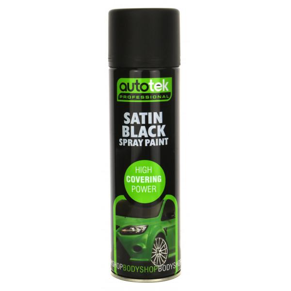 AUTOTEK Satin Black Aerosol Spray Paint 500ml Car Auto Body Trim Wheel
