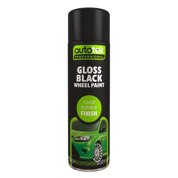 AUTOTEK Gloss Black Wheel Paint 500ml Alloy Steel Rim Spray Can