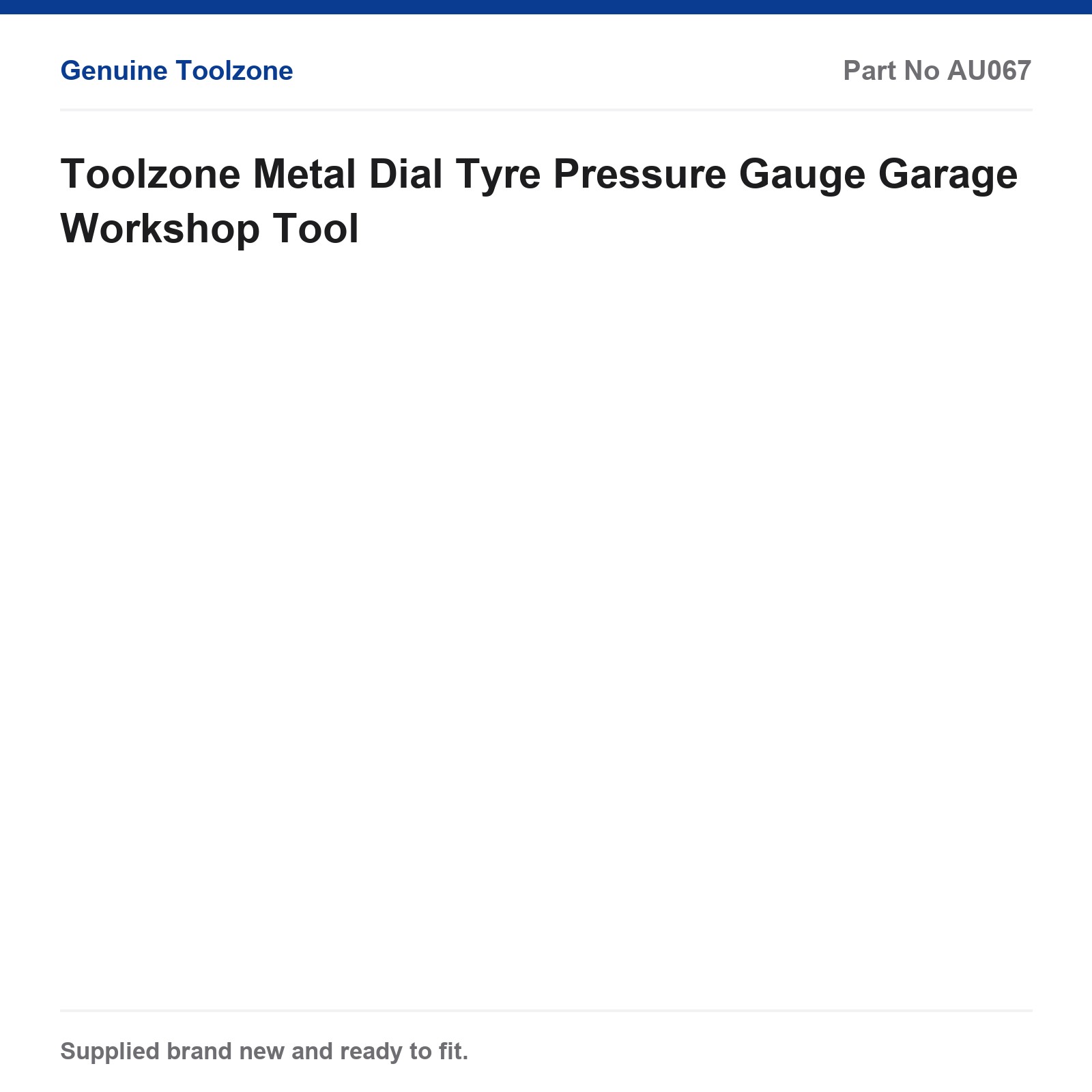 Tyre Pressure Gauge Metal Dial Toolzone Garage Workshop Tool - Image 4
