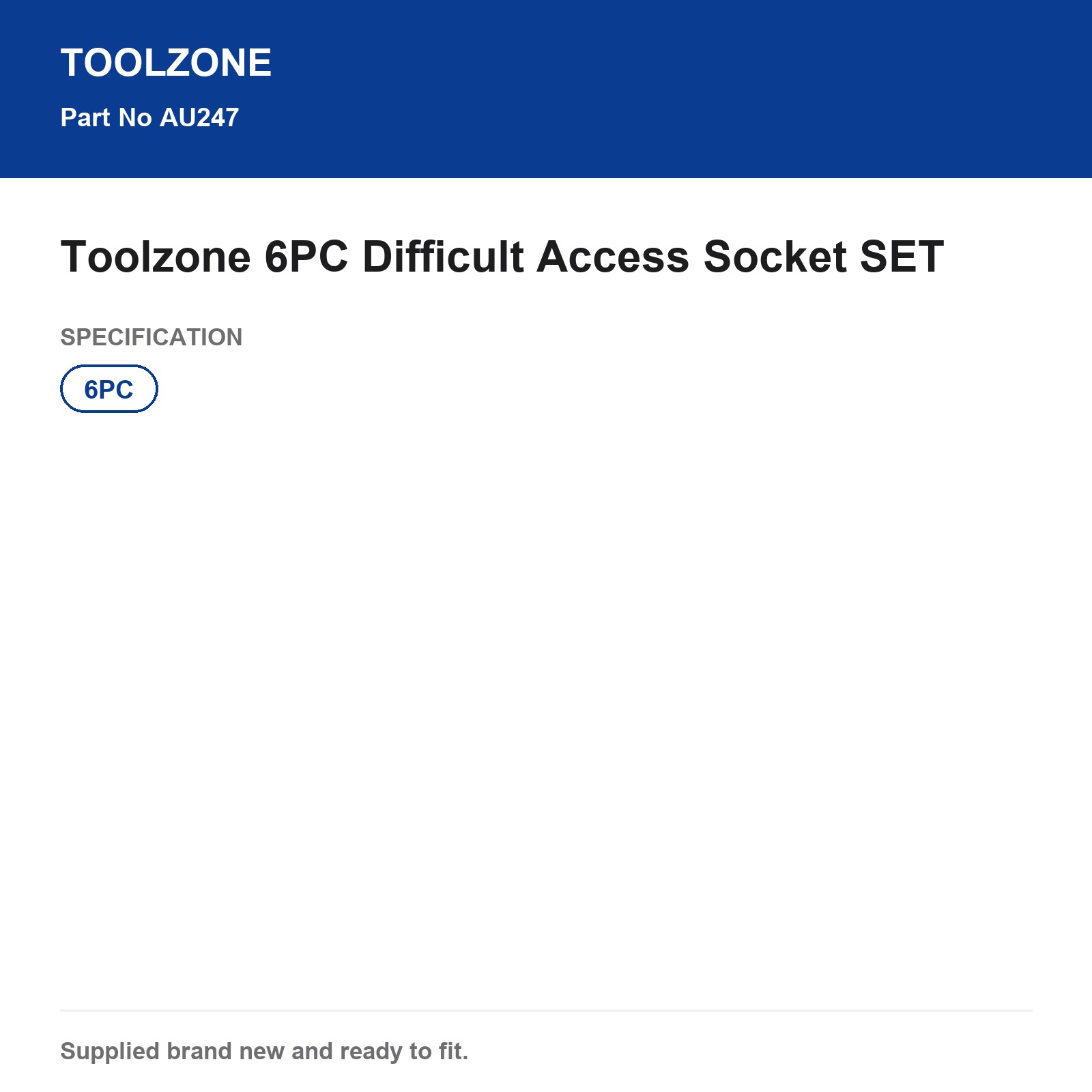Toolzone Socket Set 6PC Difficult Access AU385 - Image 4