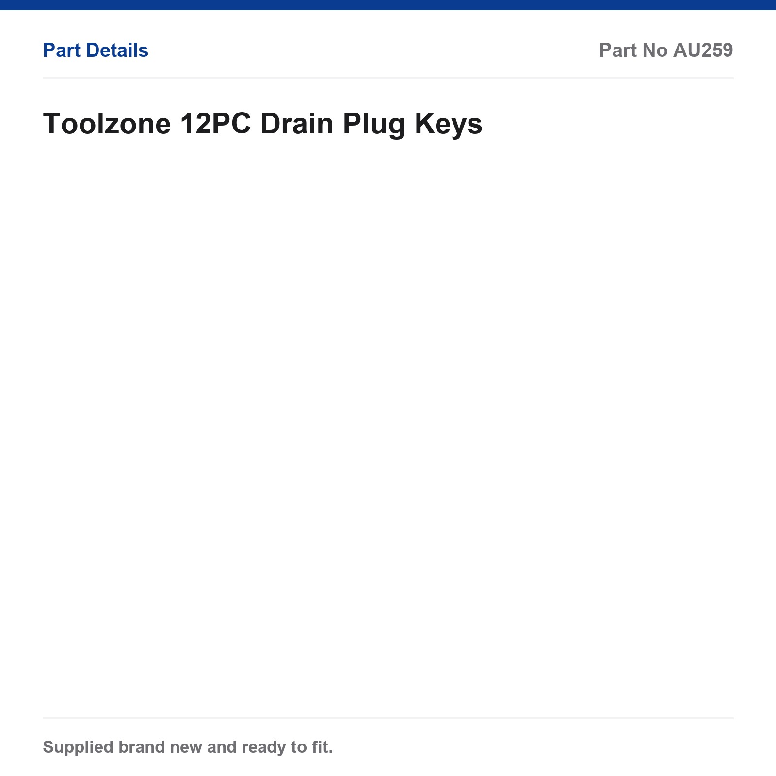 Drain Plug Wrench Set 12PC Toolzone AU401 - Image 2
