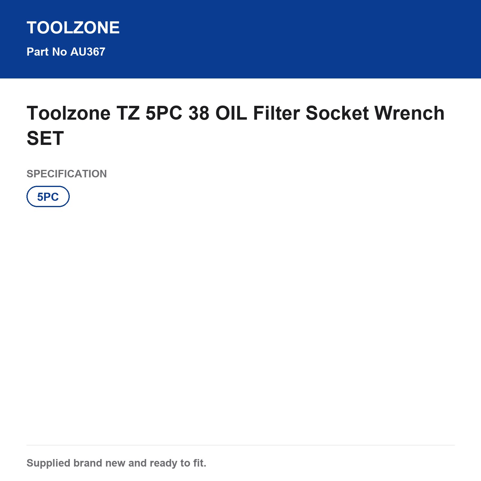 Toolzone 5PC 3/8 Oil Filter Socket Wrench Set - Image 6