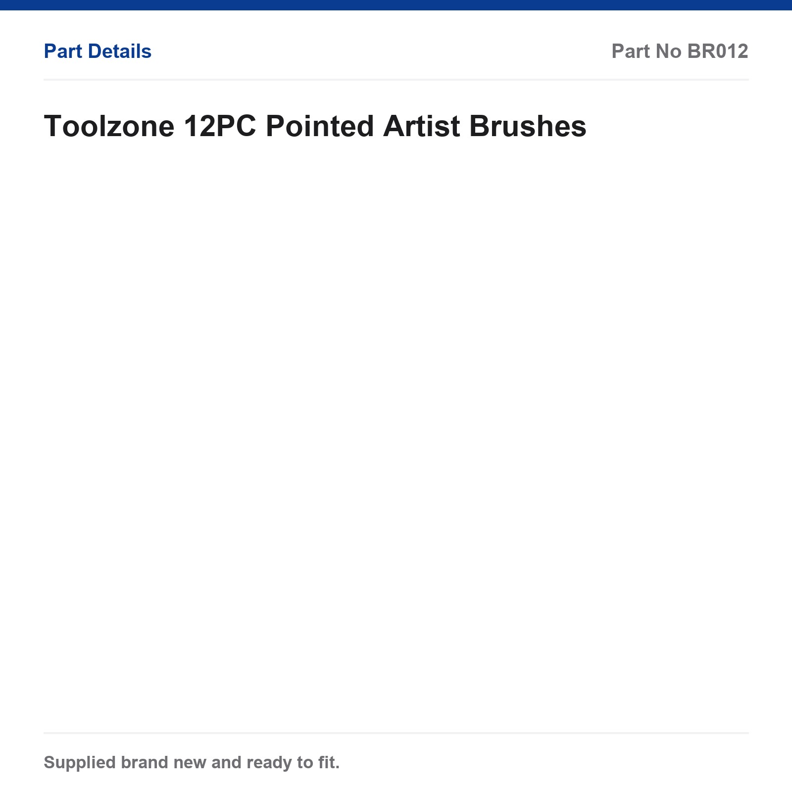 Artist Paint Brush Set 12PC Pointed Toolzone BR012 - Image 4