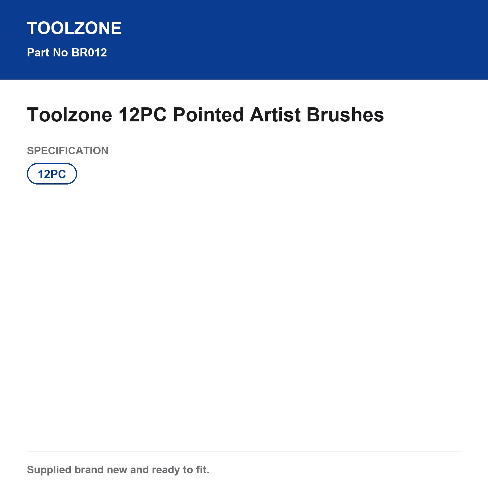 Artist Paint Brush Set 12PC Pointed Toolzone BR012 - Image 5