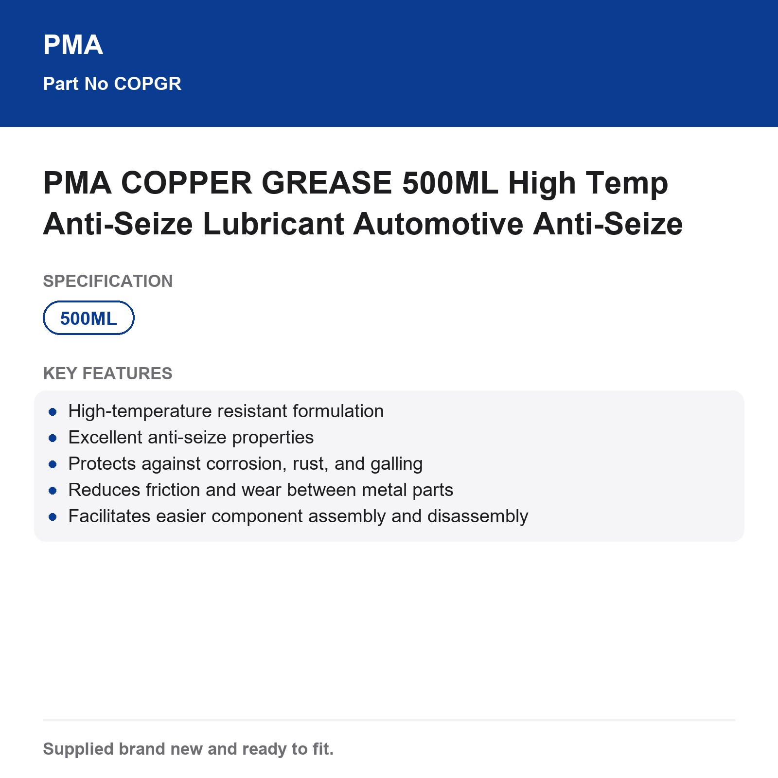PMA COPPER GREASE 500ML High Temp Anti-Seize Lubricant Automotive - Image 4