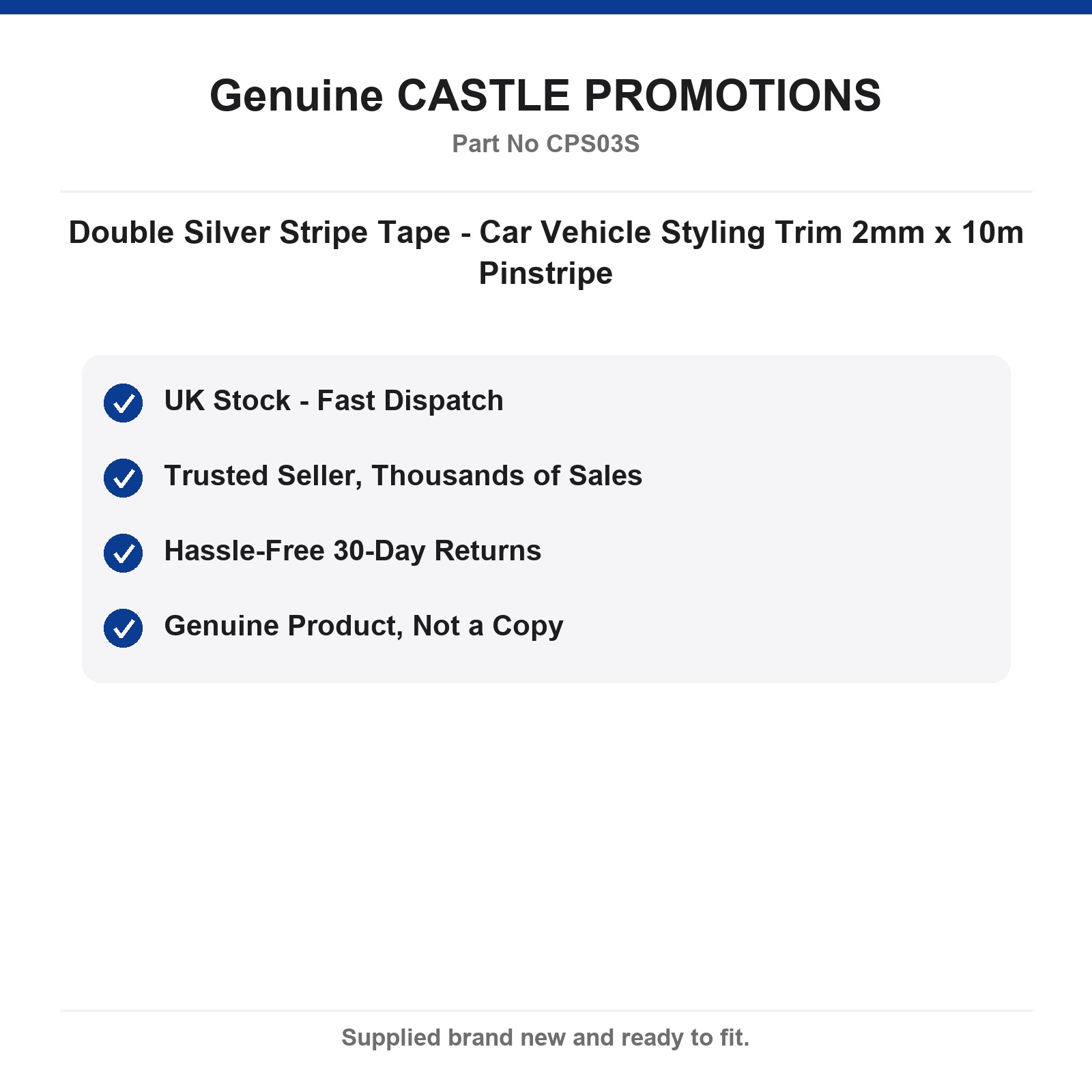Double Silver Pinstripe Tape Car Styling Trim 2mm x 10m - Image 4