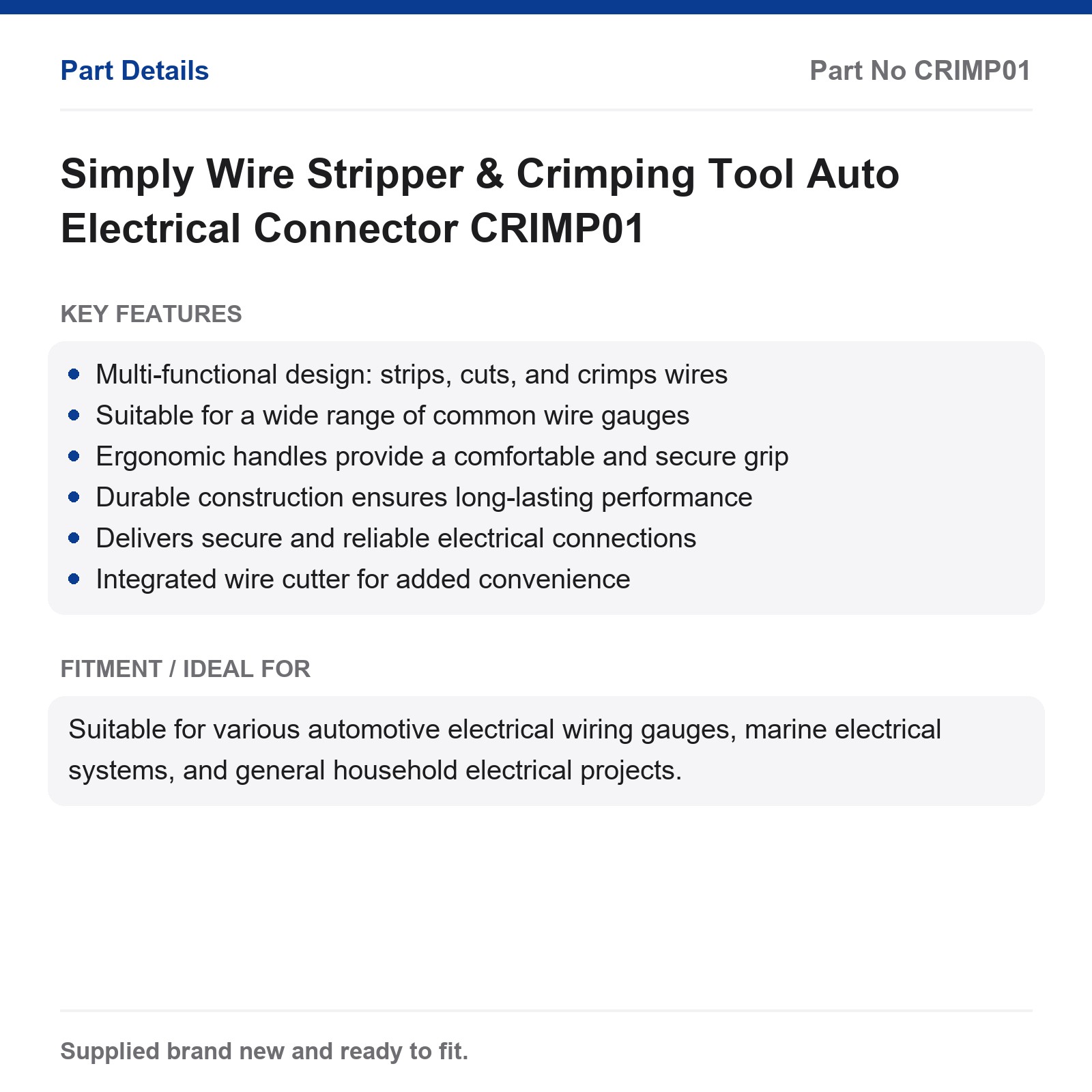 Simply Wire Stripper & Crimping Tool Auto Electrical Connector - Image 2