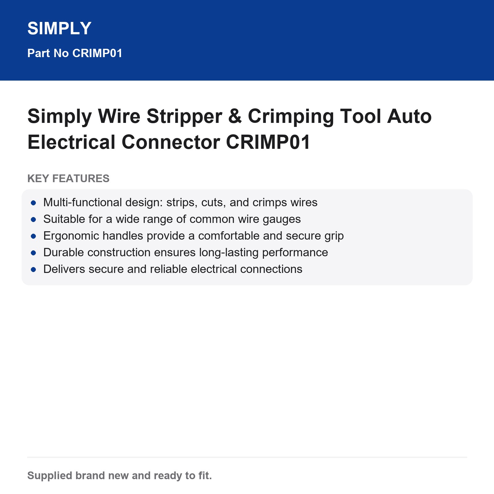 Simply Wire Stripper & Crimping Tool Auto Electrical Connector - Image 3