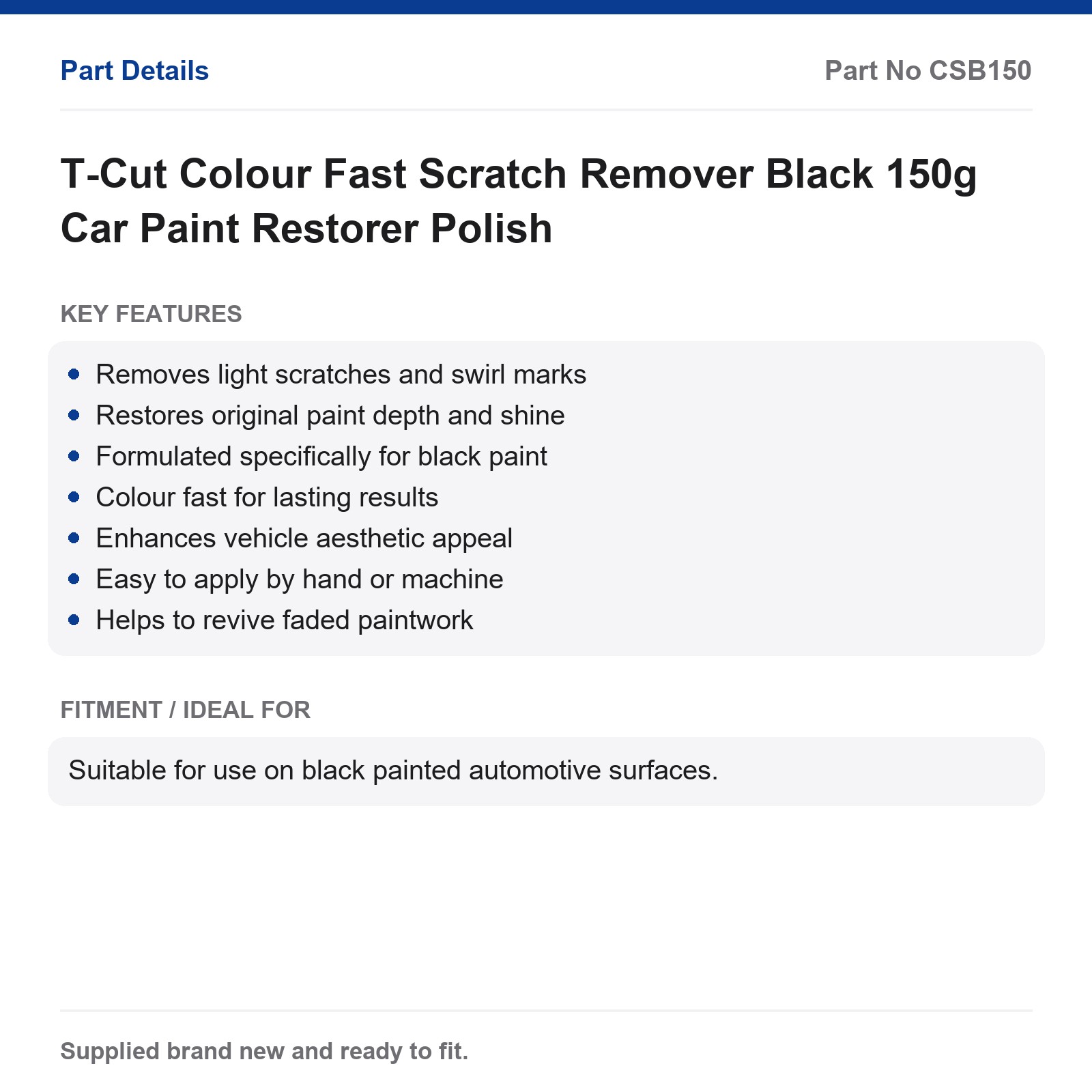 T-Cut Black Colour Fast Scratch Remover 150g Car Paint Restorer Polish - Image 2