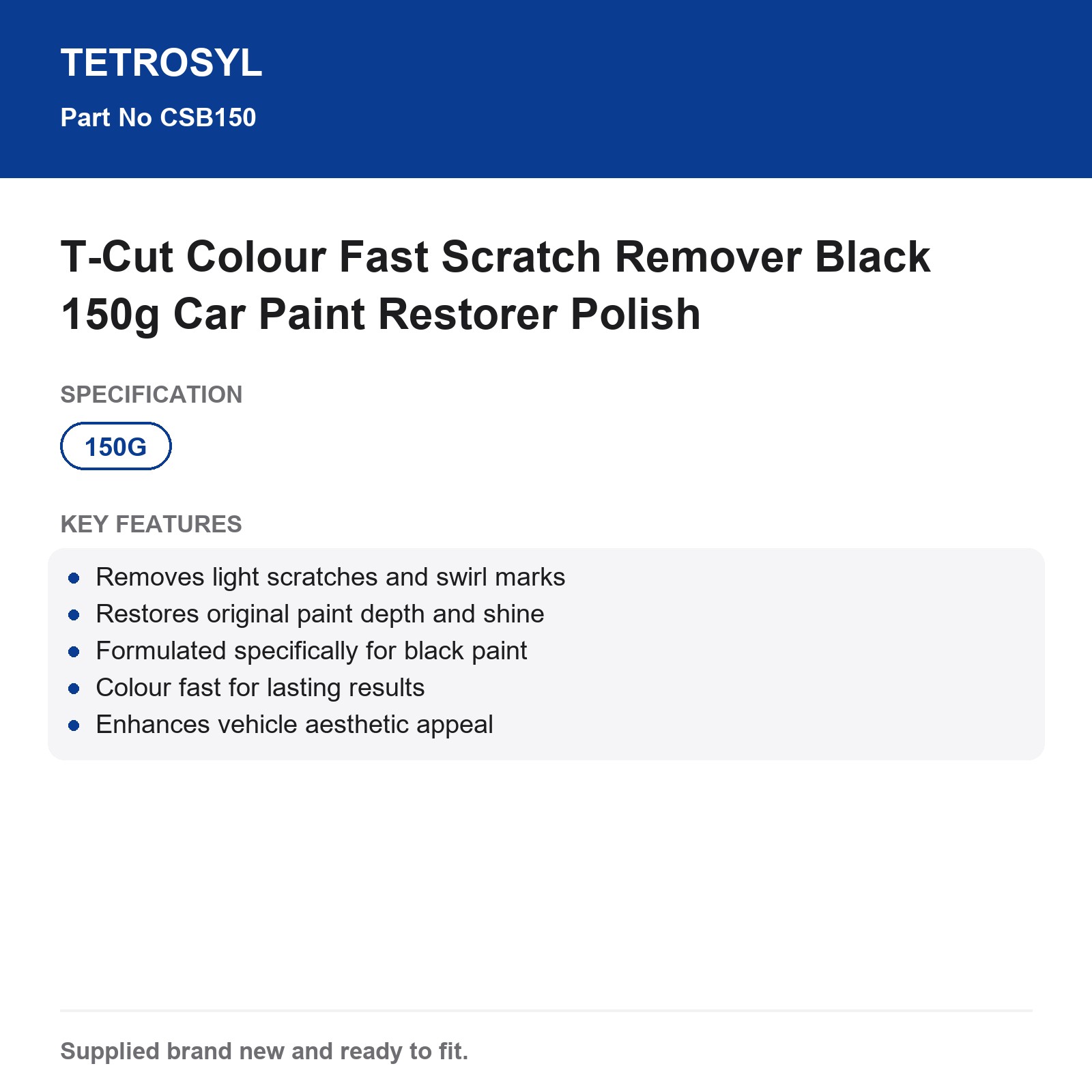 T-Cut Black Colour Fast Scratch Remover 150g Car Paint Restorer Polish - Image 3