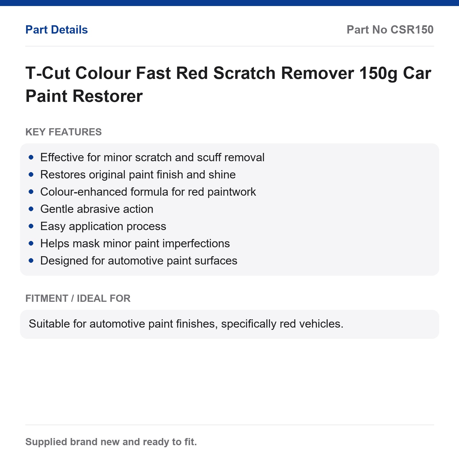 T-Cut Colour Fast Red Scratch Remover Car Paint Restorer 150g - Image 2
