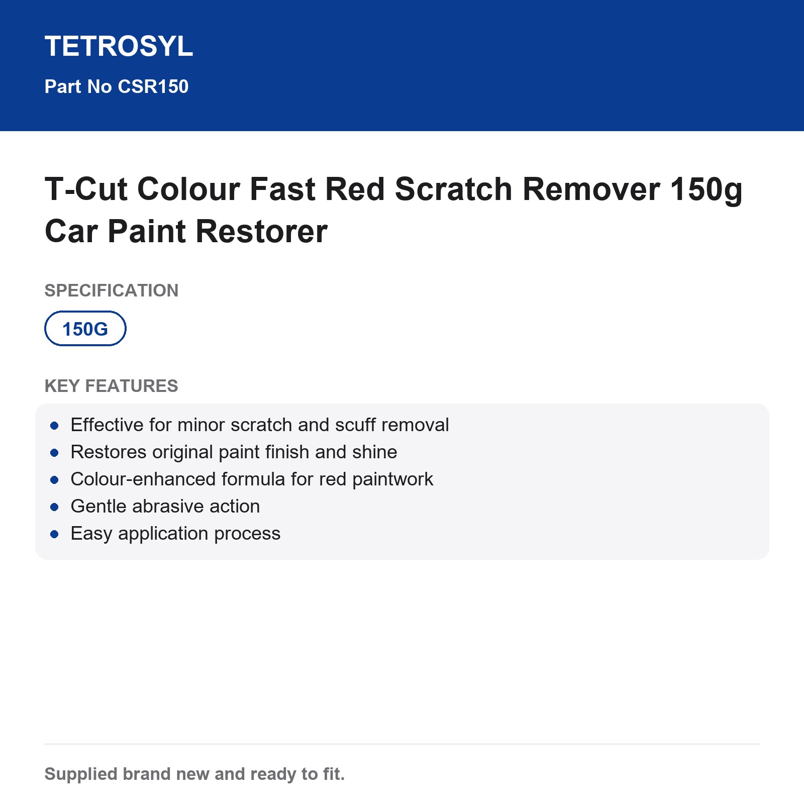 T-Cut Colour Fast Red Scratch Remover Car Paint Restorer 150g - Image 3