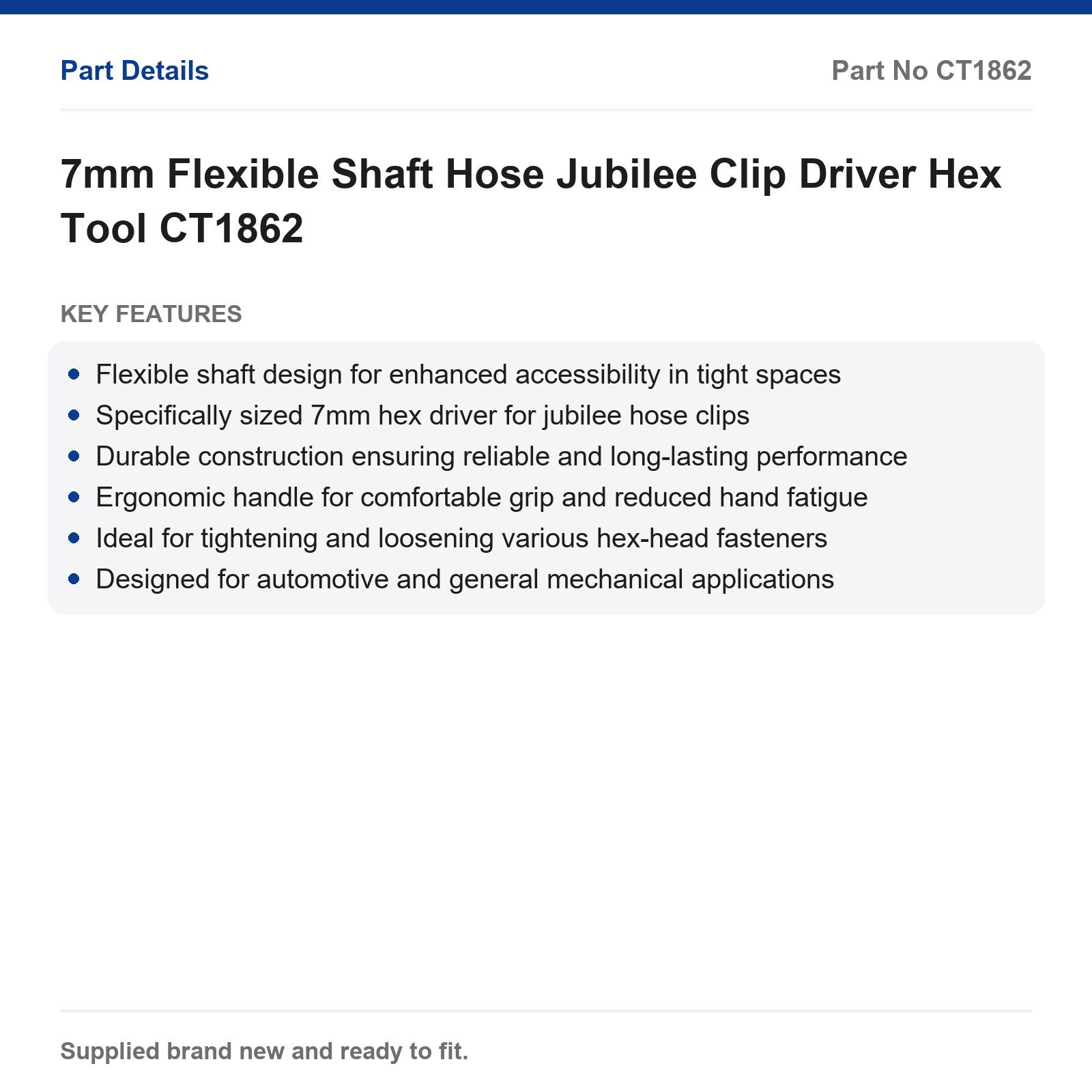 7mm Flexible Shaft Jubilee Hose Clip Driver Tool - Image 2