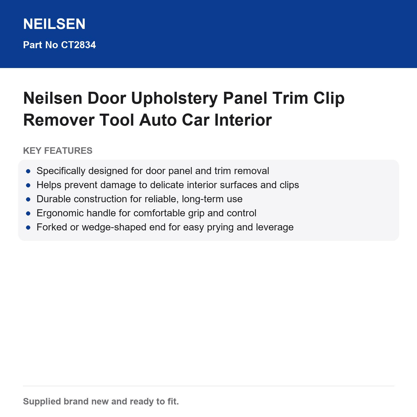 Neilsen Automotive Door Panel Trim Clip Remover Tool Upholstery - Image 3