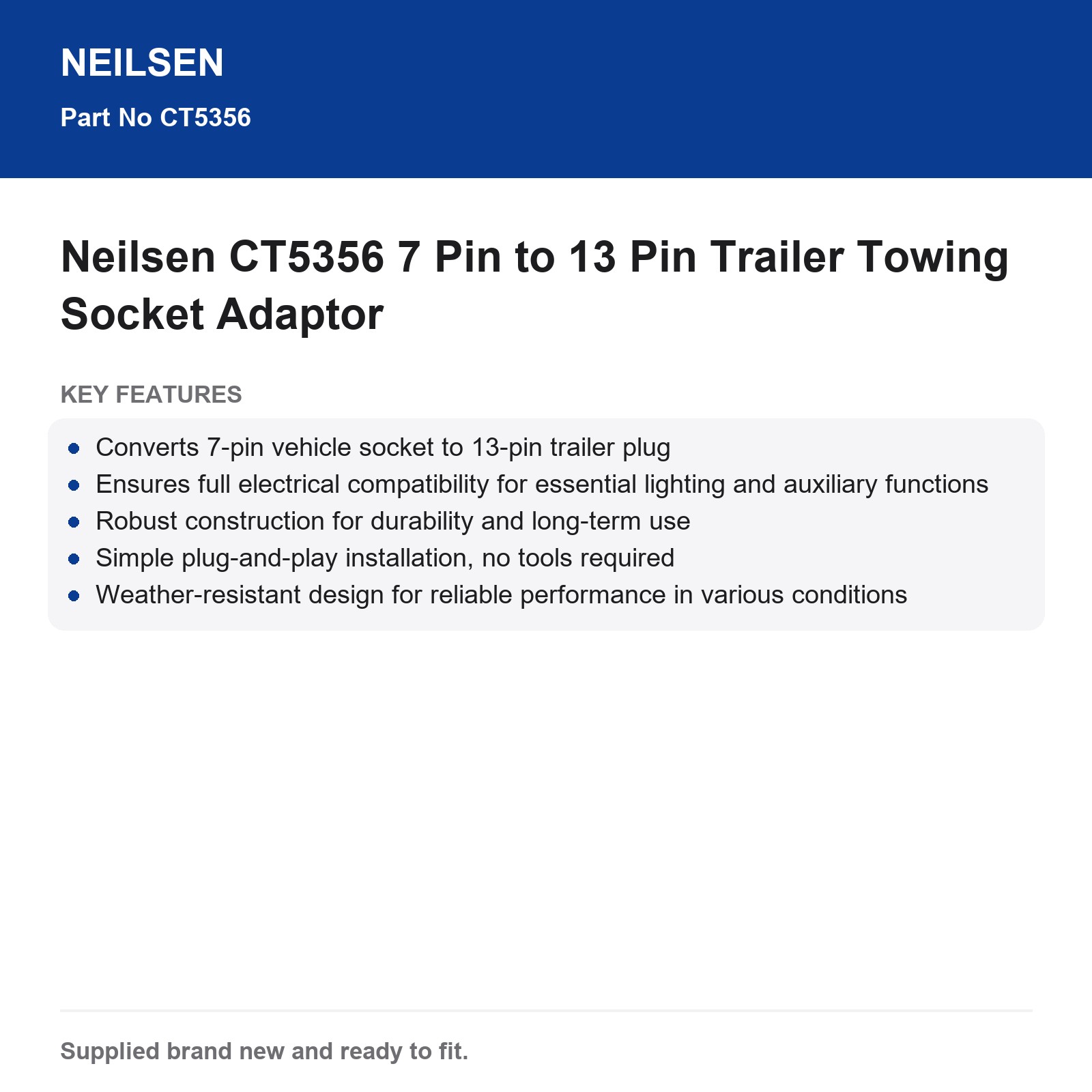 7 Pin to 13 Pin Trailer Socket Adaptor Neilsen CT5356 - Image 3