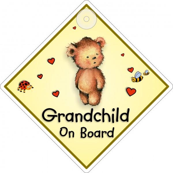 Grandchild On Board Car Sign Suction Cup Diamond CASTLE PROMOTIONS