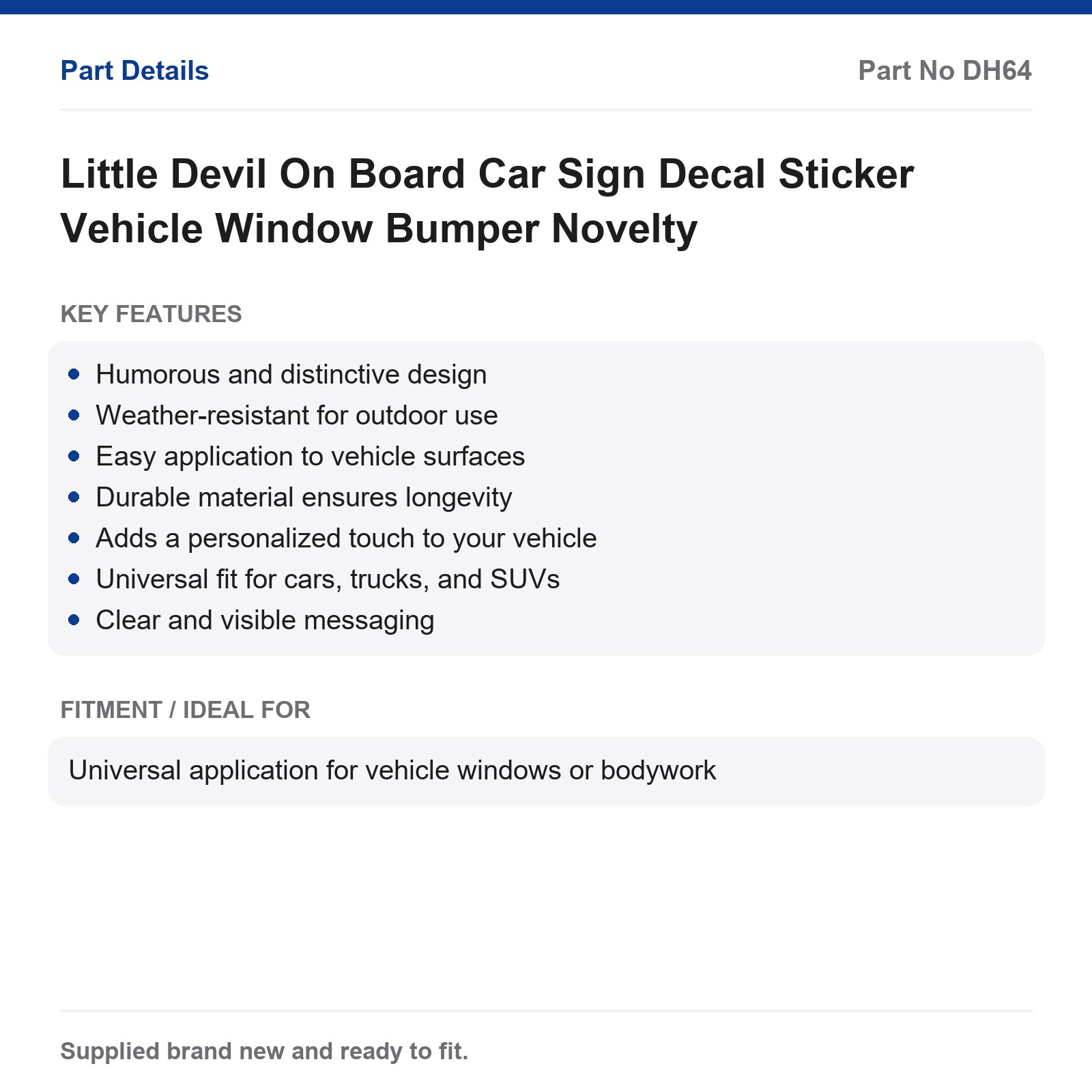 Little Devil On Board Car Sign Decal Sticker Vehicle Window Bumper Novelty - Image 2
