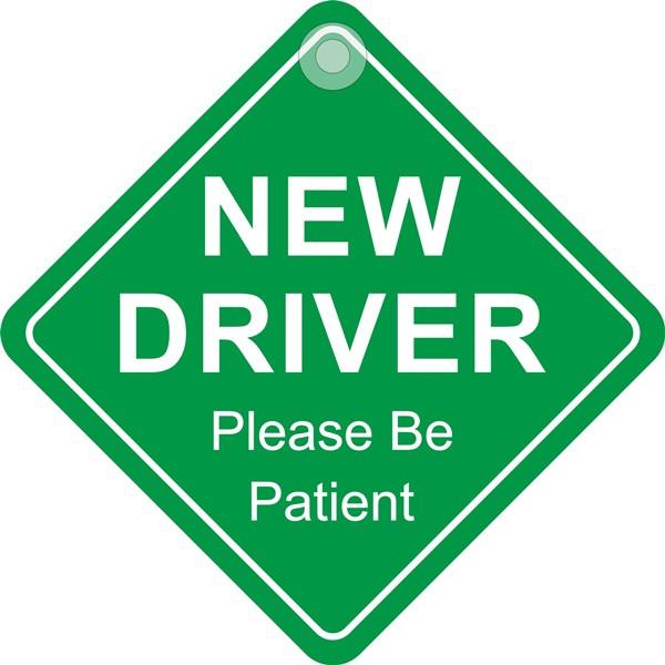 New Driver Please Be Patient Diamond Suction Cup Car Window Sign Learner