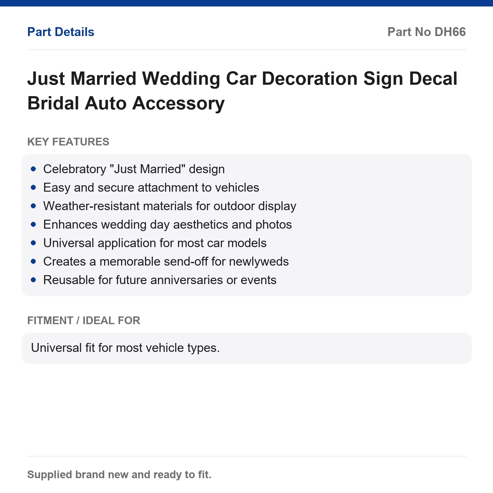 Just Married Wedding Car Sign Decal Decoration Bridal Auto Accessory - Image 2