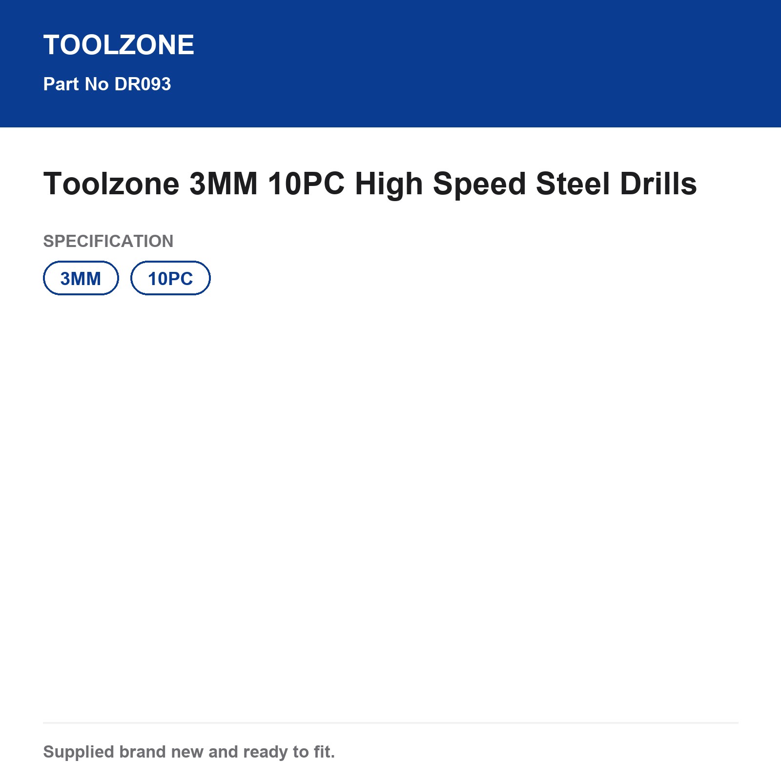 Toolzone HSS Drill Bit Set 3MM 10PC DR093 - Image 5