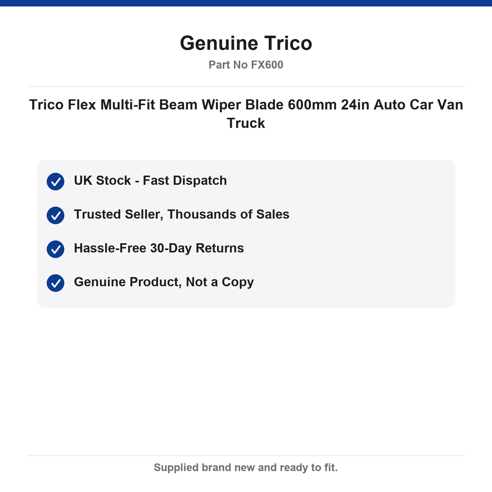 Trico Flex Multi-Fit Beam Wiper Blade 600mm 24in Car Van - Image 4