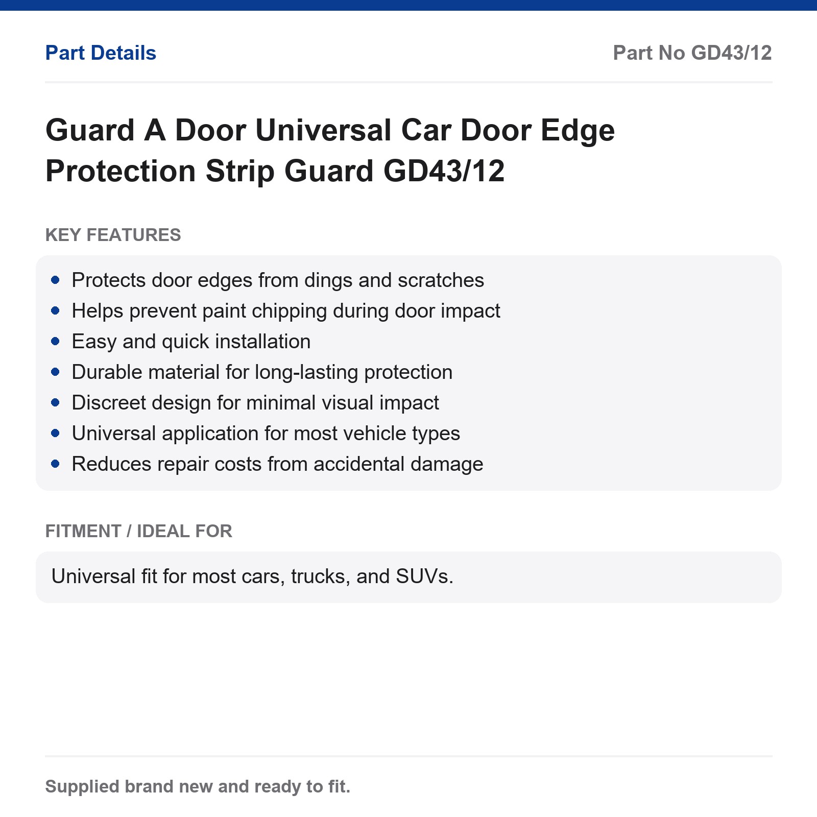 Guard A Door Universal Car Door Edge Protector Strip GD43/12 - Image 2