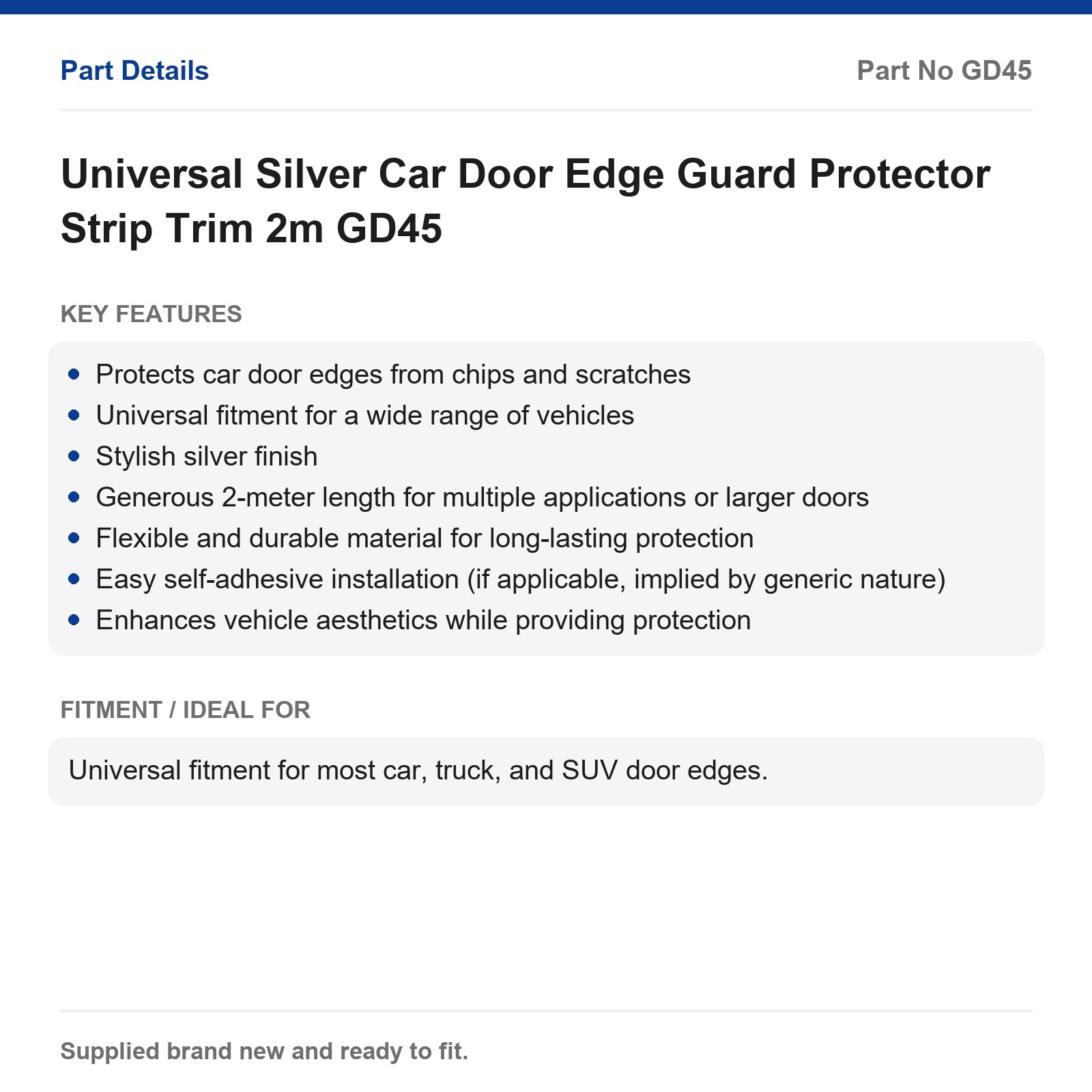 Universal Silver Car Door Edge Guard Protector Strip Trim 2m GD45 - Image 2