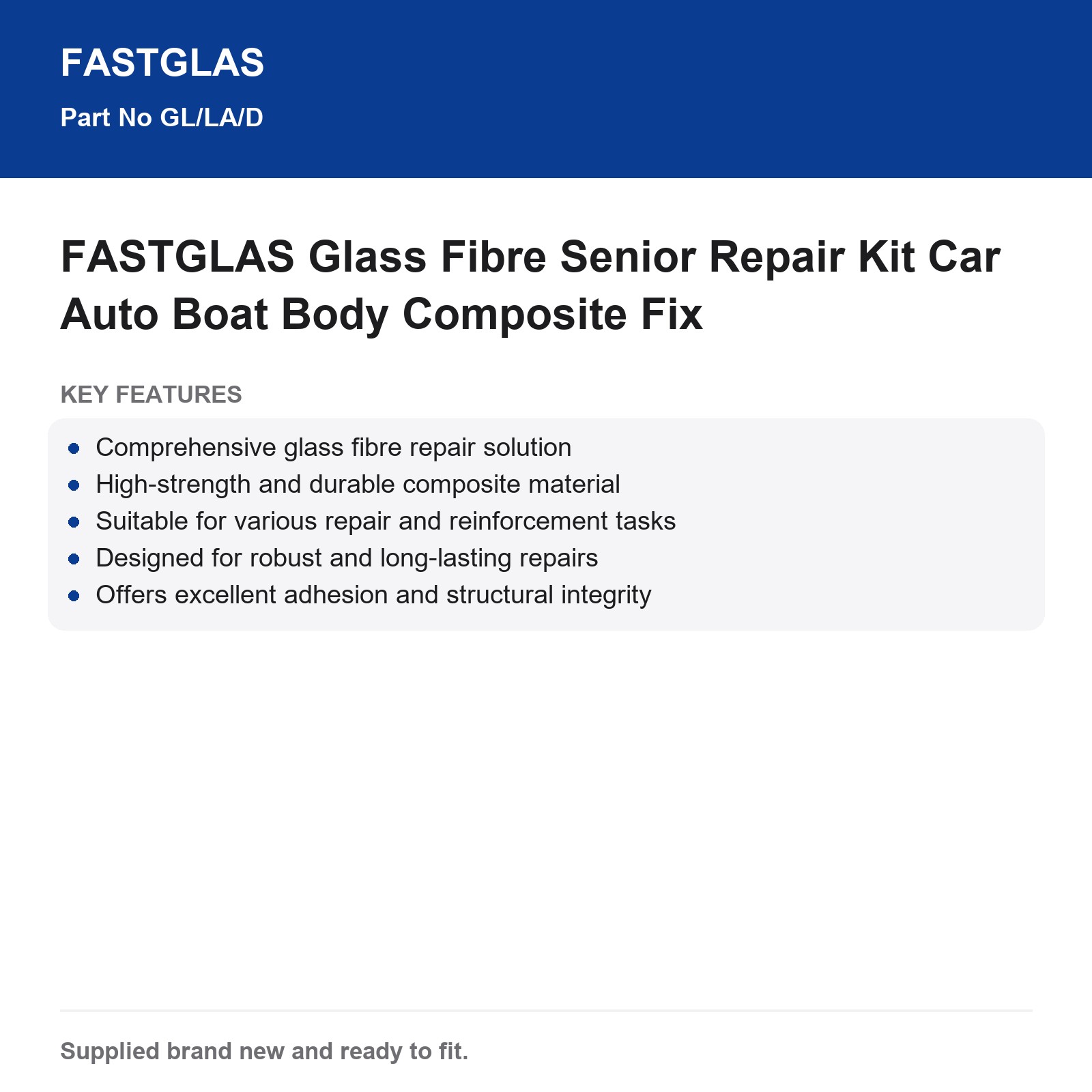 FASTGLAS Glass Fibre Senior Repair Kit Car Boat Body Composite - Image 3