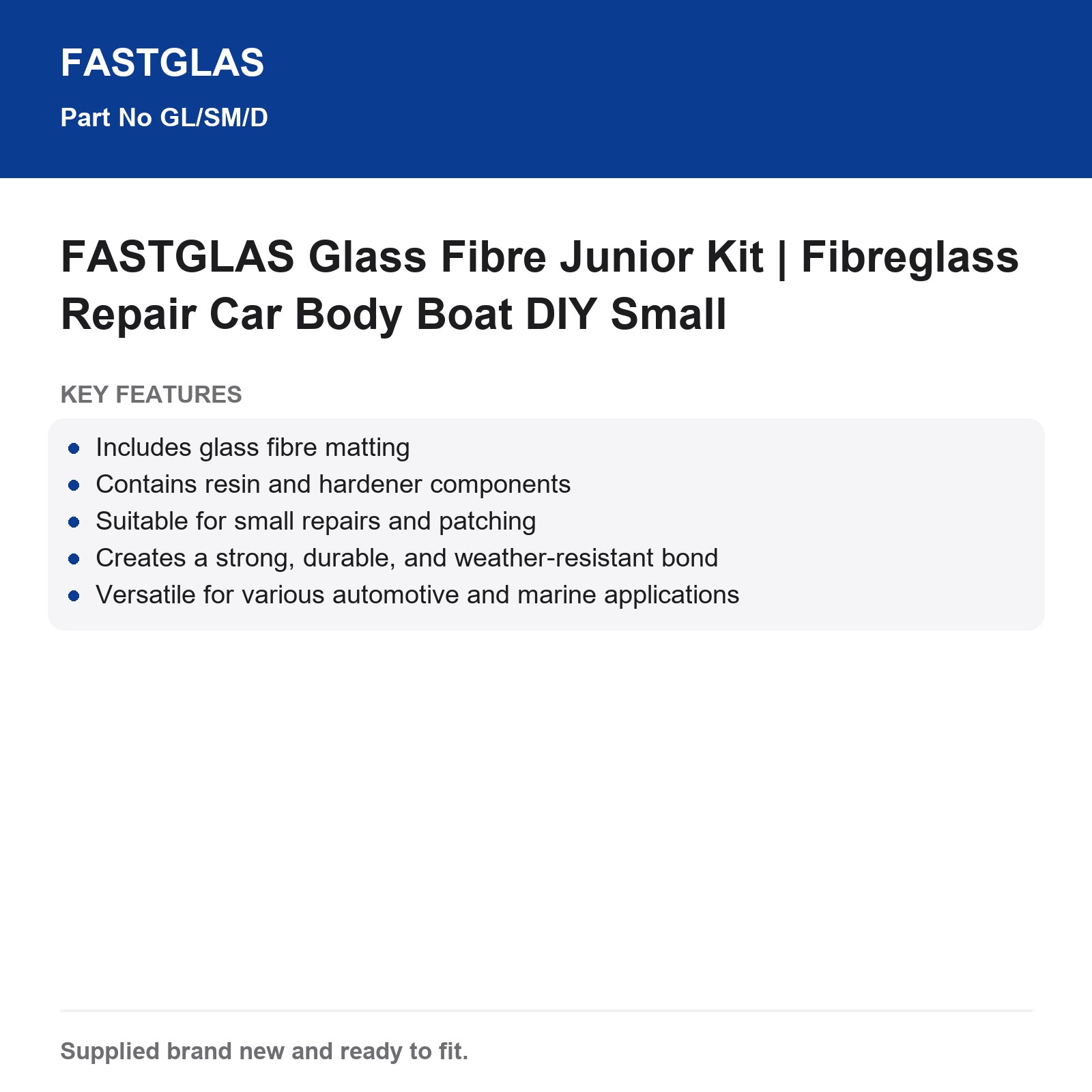 FASTGLAS Fibreglass Repair Kit Small | Glass Fibre Car Boat Body DIY - Image 4