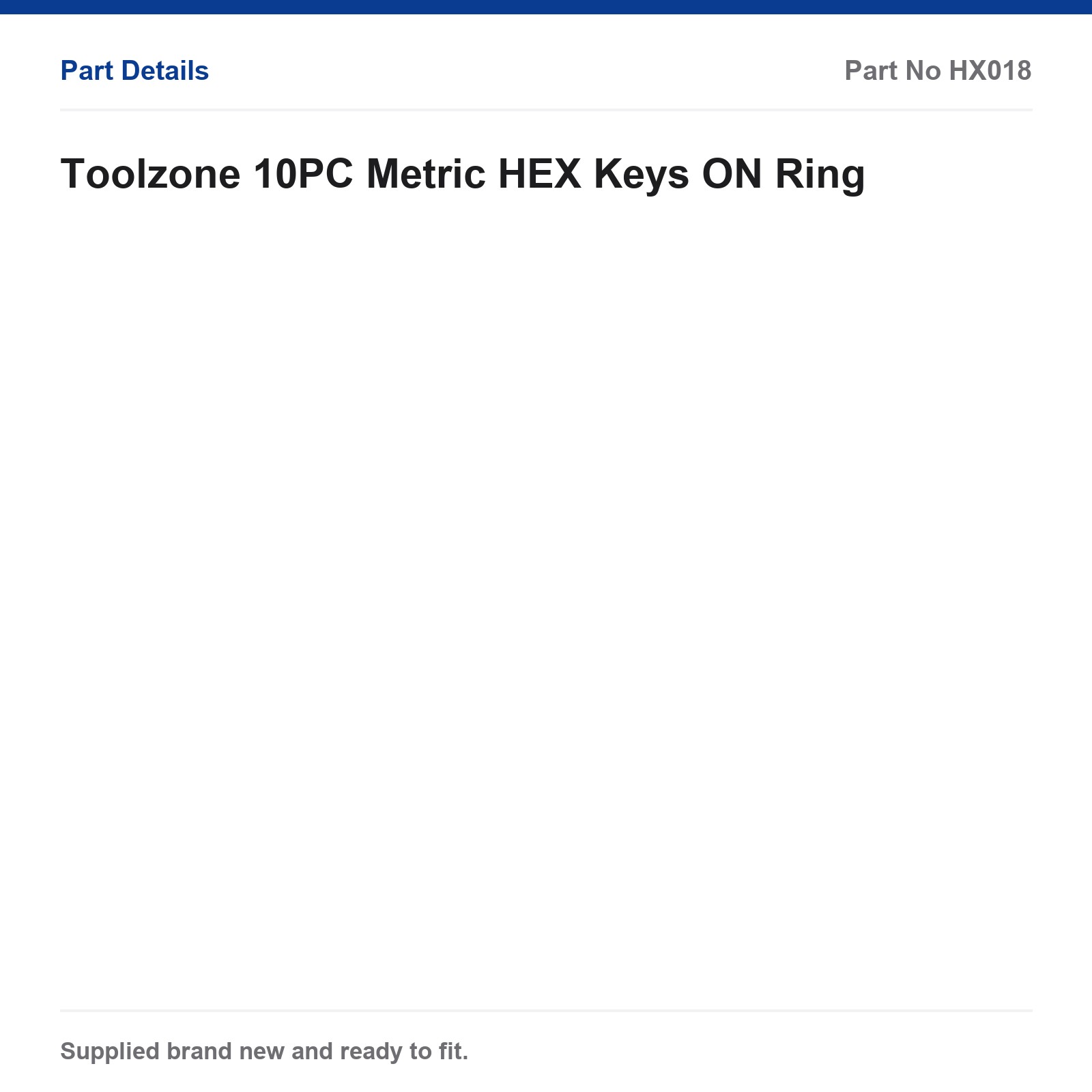 Toolzone 10PC Metric Hex Key Set On Ring HX018 - Image 4
