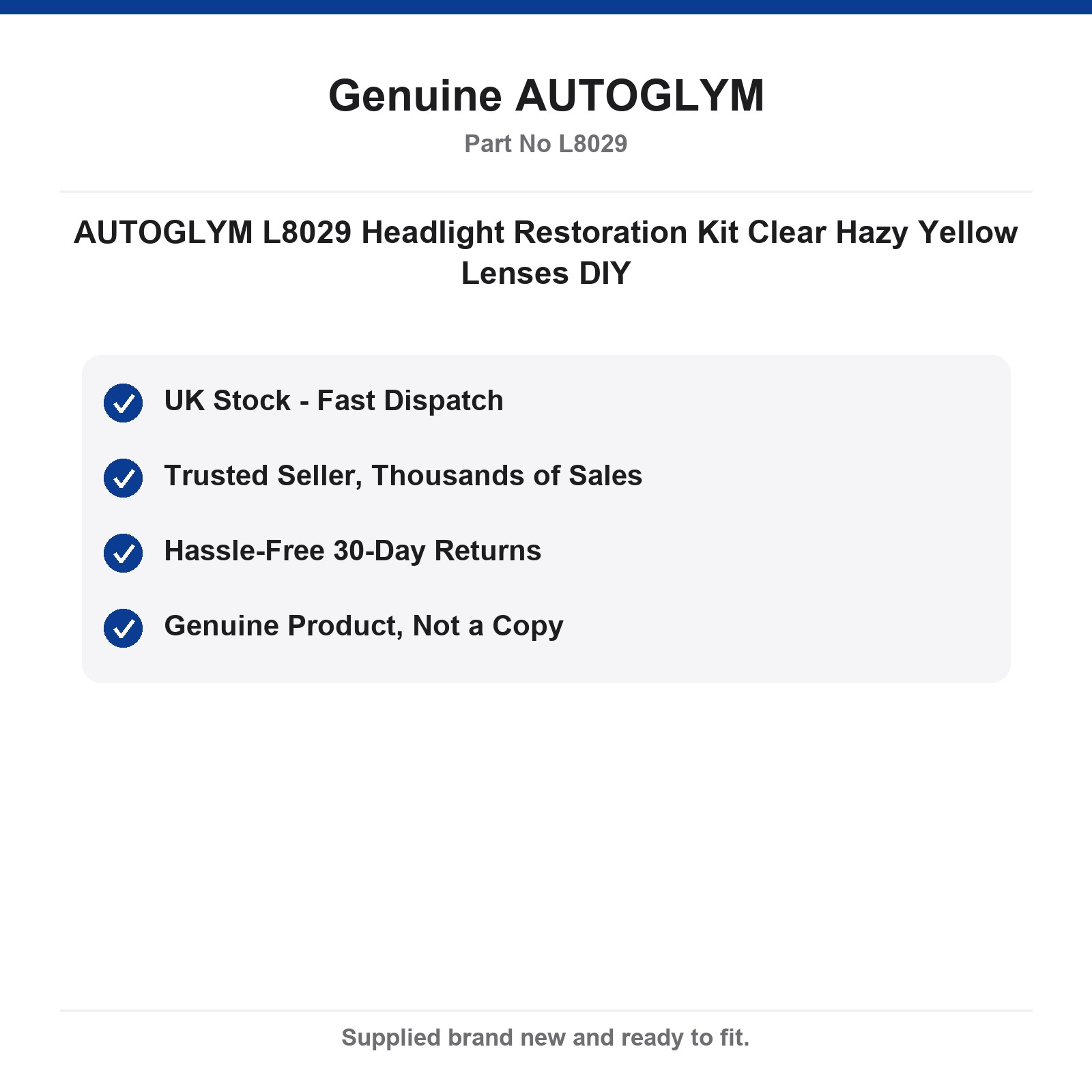 AUTOGLYM L8029 Headlight Restoration Kit Hazy Yellow Headlights DIY - Image 4