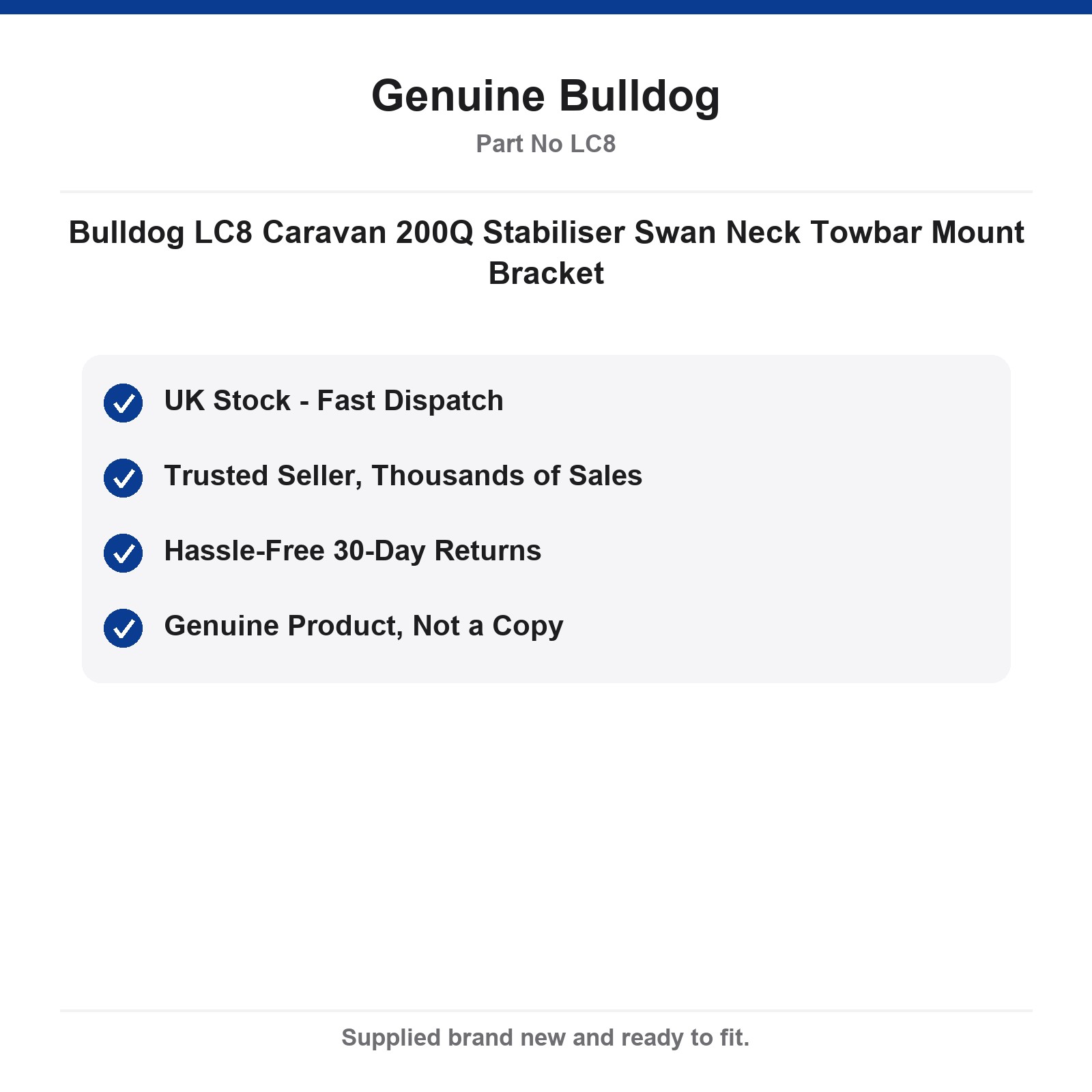 Bulldog LC8 Stabiliser Mount Bracket Caravan Swan Neck Towbar 200Q - Image 4