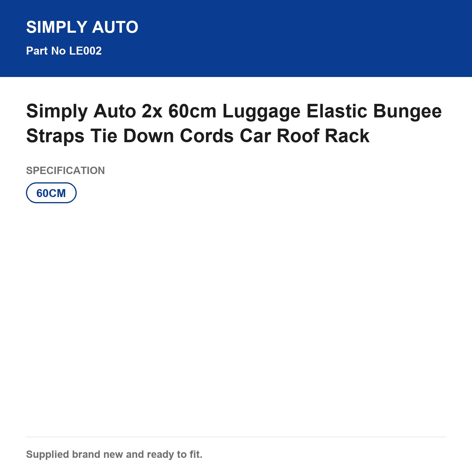 Simply Auto 2x 60cm Elastic Bungee Luggage Tie Down Straps Car Roof Rack - Image 3