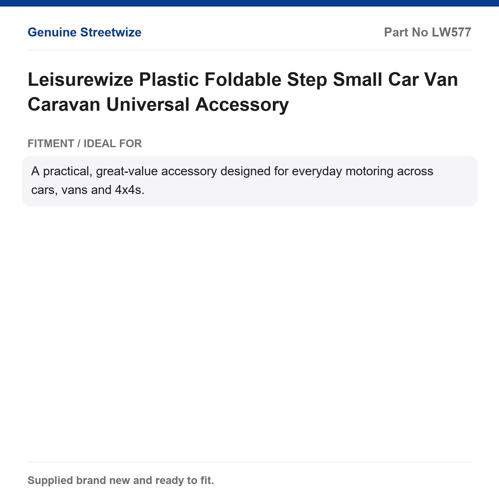 Streetwize Caravan Step Plastic Foldable Small Car Van - Image 2