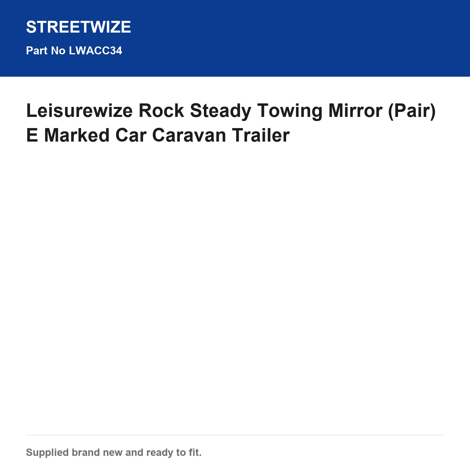 Towing Mirror Pair Caravan Trailer Leisurewize Rock Steady E Marked - Image 6