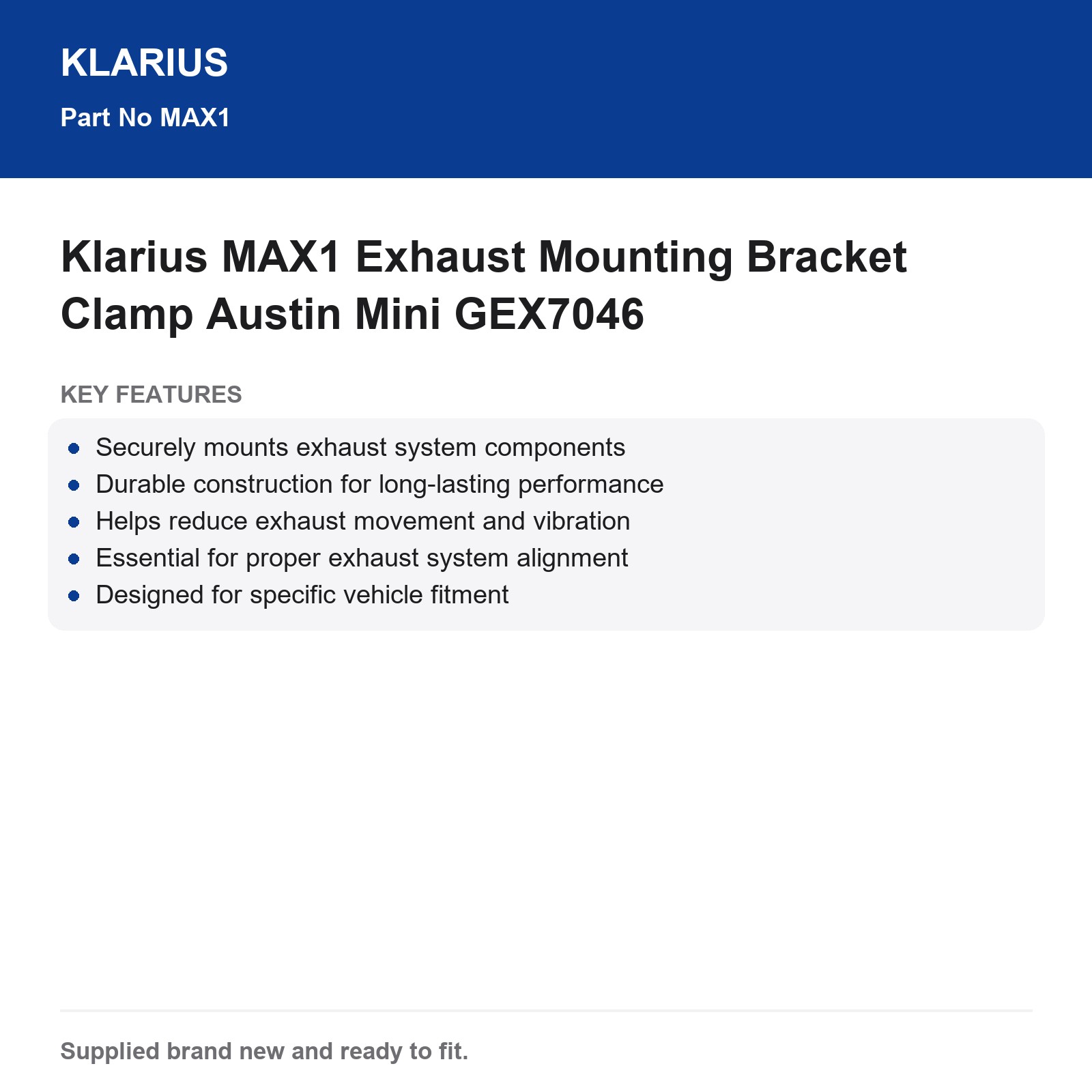 Austin Mini Exhaust Mounting Bracket Clamp Klarius GEX7046 - Image 3