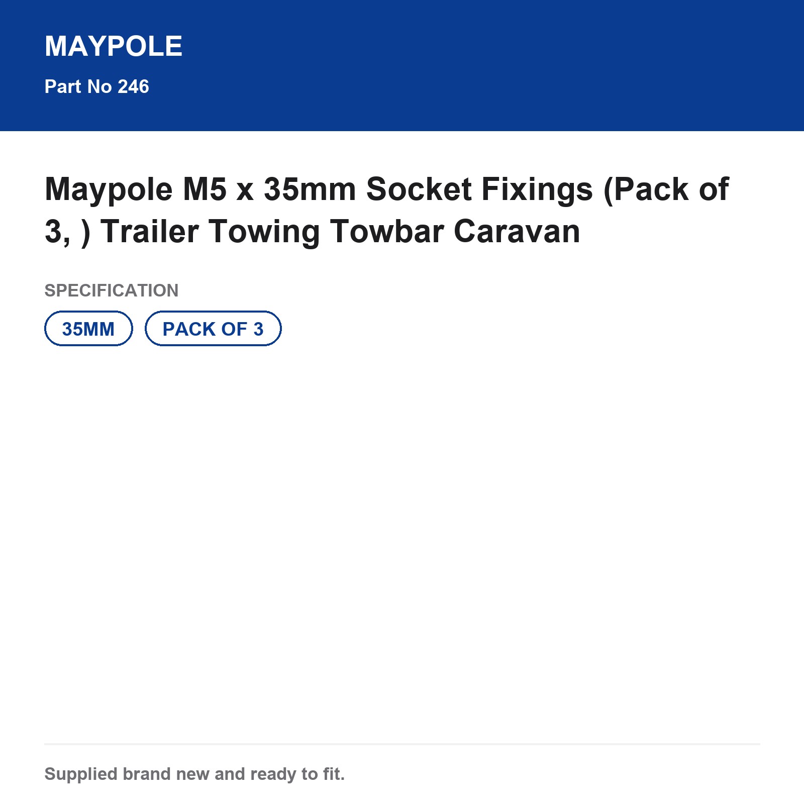 Trailer Towbar Socket Fixings M5x35mm Screws Nuts Maypole 3 Pack - Image 5
