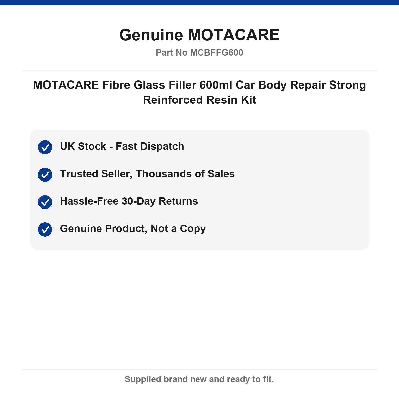 MOTACARE Fibre Glass Filler 600ml Car Body Repair Reinforced Kit - Image 4