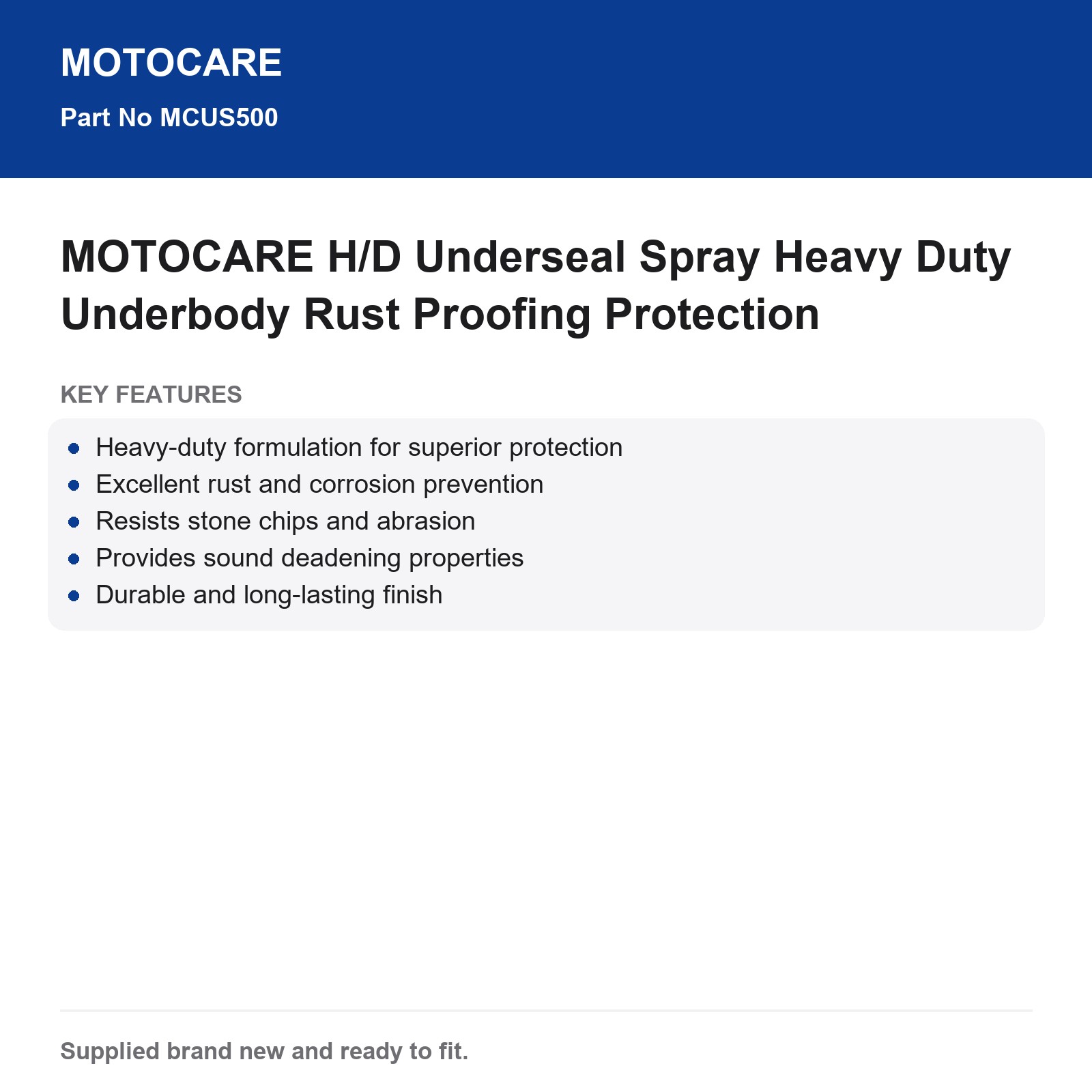 MOTOCARE Heavy Duty Underseal Spray Underbody Rust Proofing Protection - Image 3
