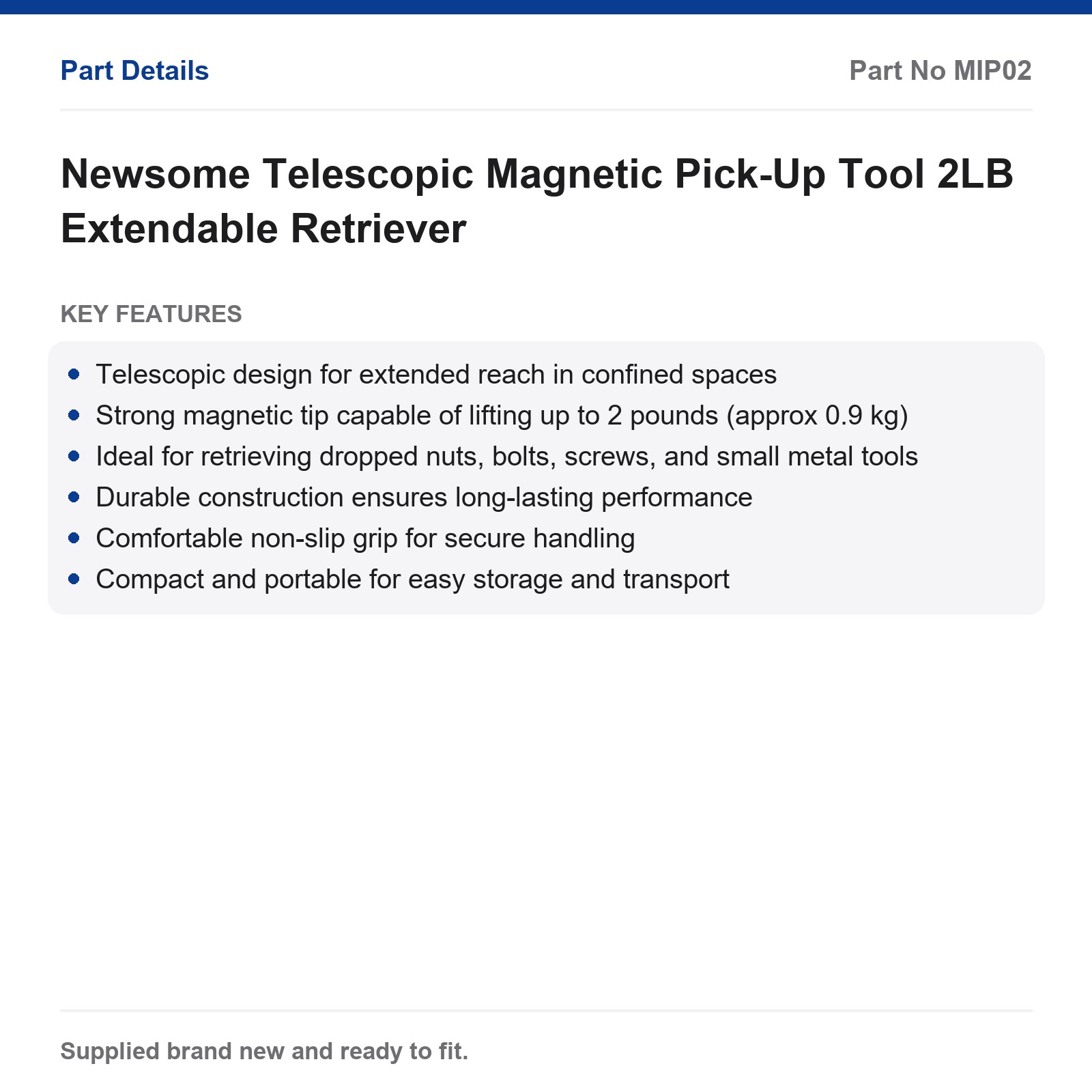Magnetic Pick Up Tool Telescopic 2LB Newsome Retriever - Image 2