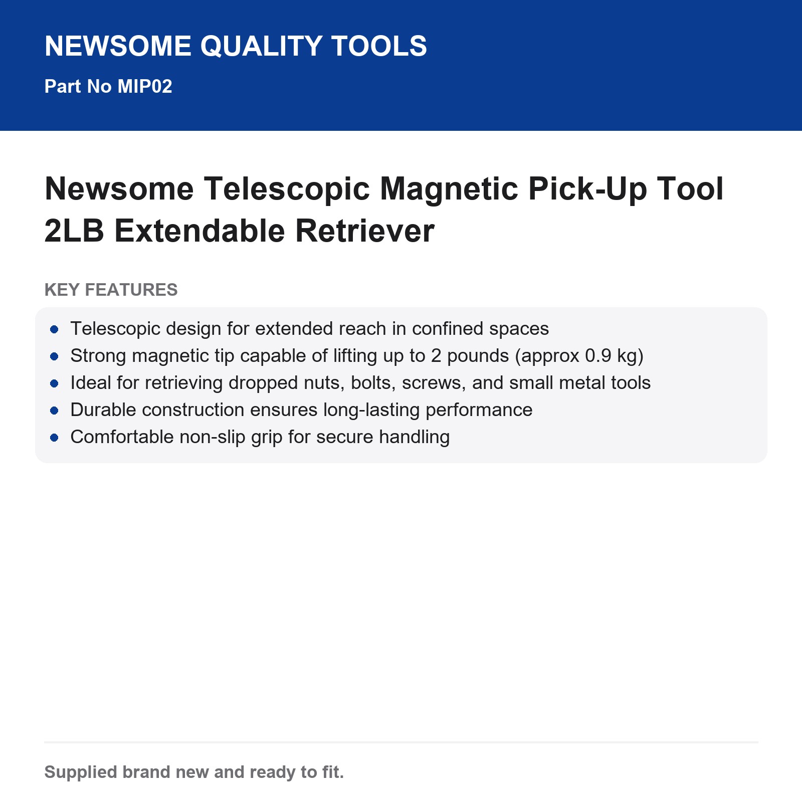 Magnetic Pick Up Tool Telescopic 2LB Newsome Retriever - Image 3