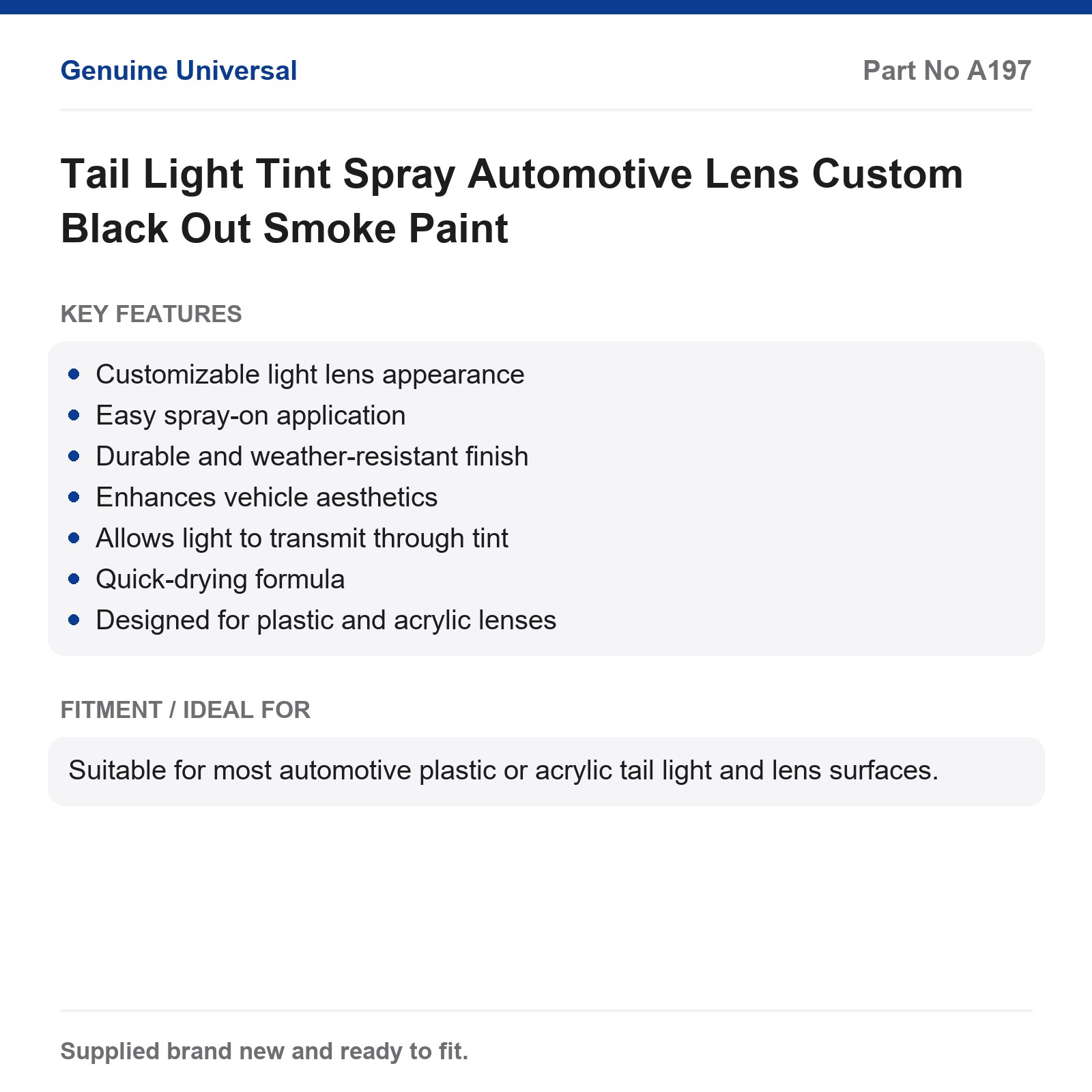 Tail Light Tint Spray Automotive Lens Custom Black Out Smoke Paint - Image 2