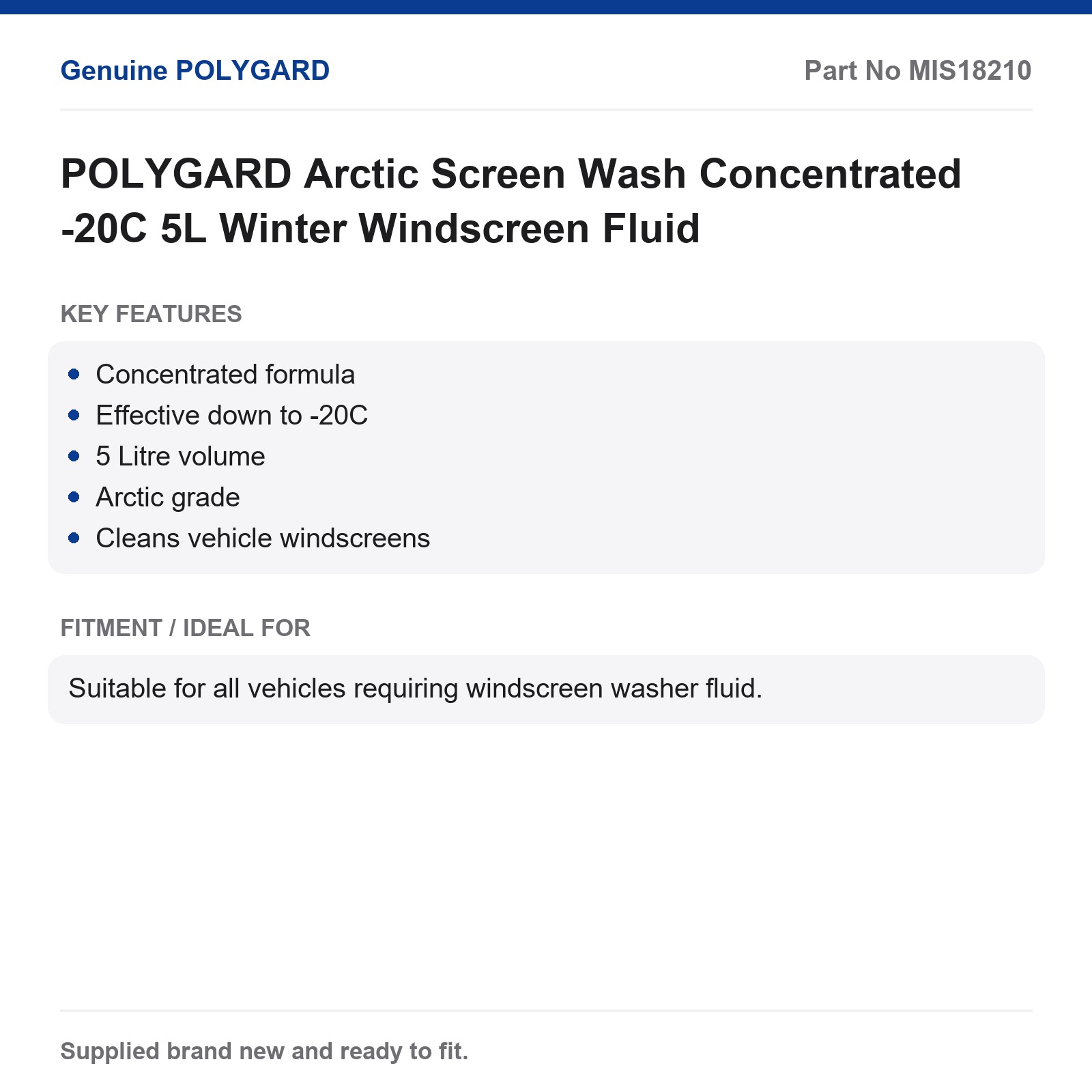 POLYGARD Arctic Screen Wash Concentrated -20C 5L Windscreen Fluid - Image 3