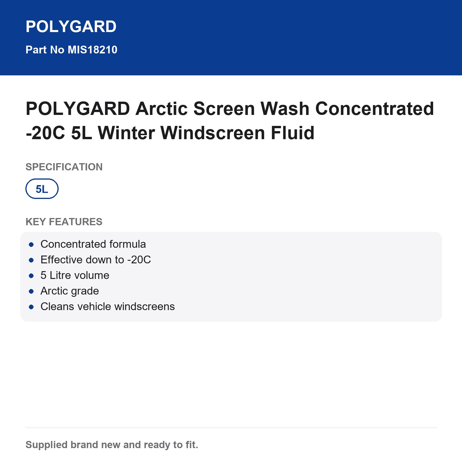 POLYGARD Arctic Screen Wash Concentrated -20C 5L Windscreen Fluid - Image 4