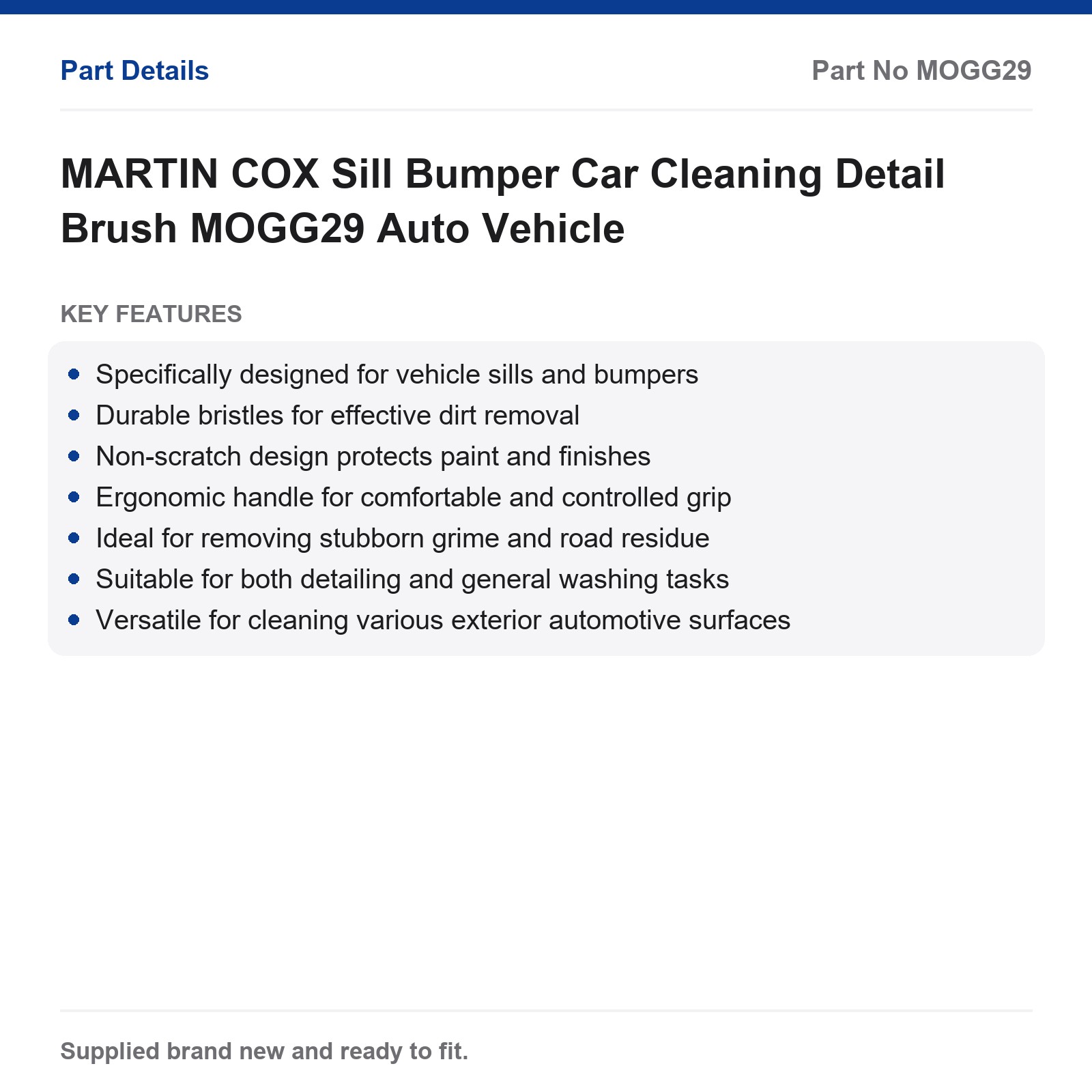 MARTIN COX Sill Bumper Car Cleaning Detail Brush MOGG29 - Image 2