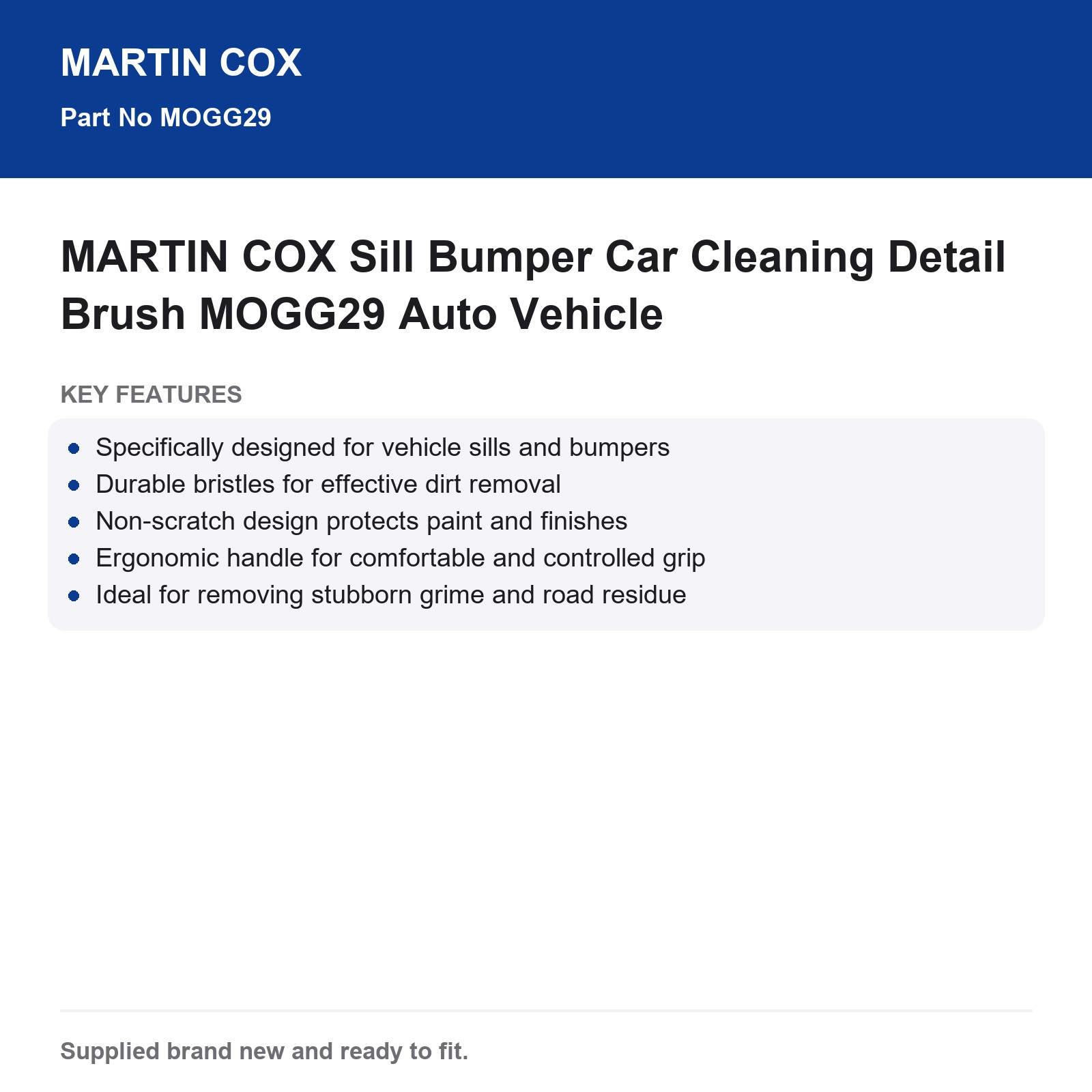 MARTIN COX Sill Bumper Car Cleaning Detail Brush MOGG29 - Image 3